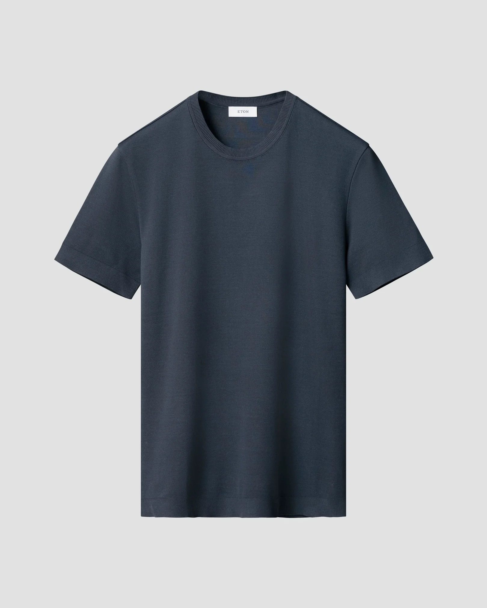 Eton - dark blue self rib cotton t shirt