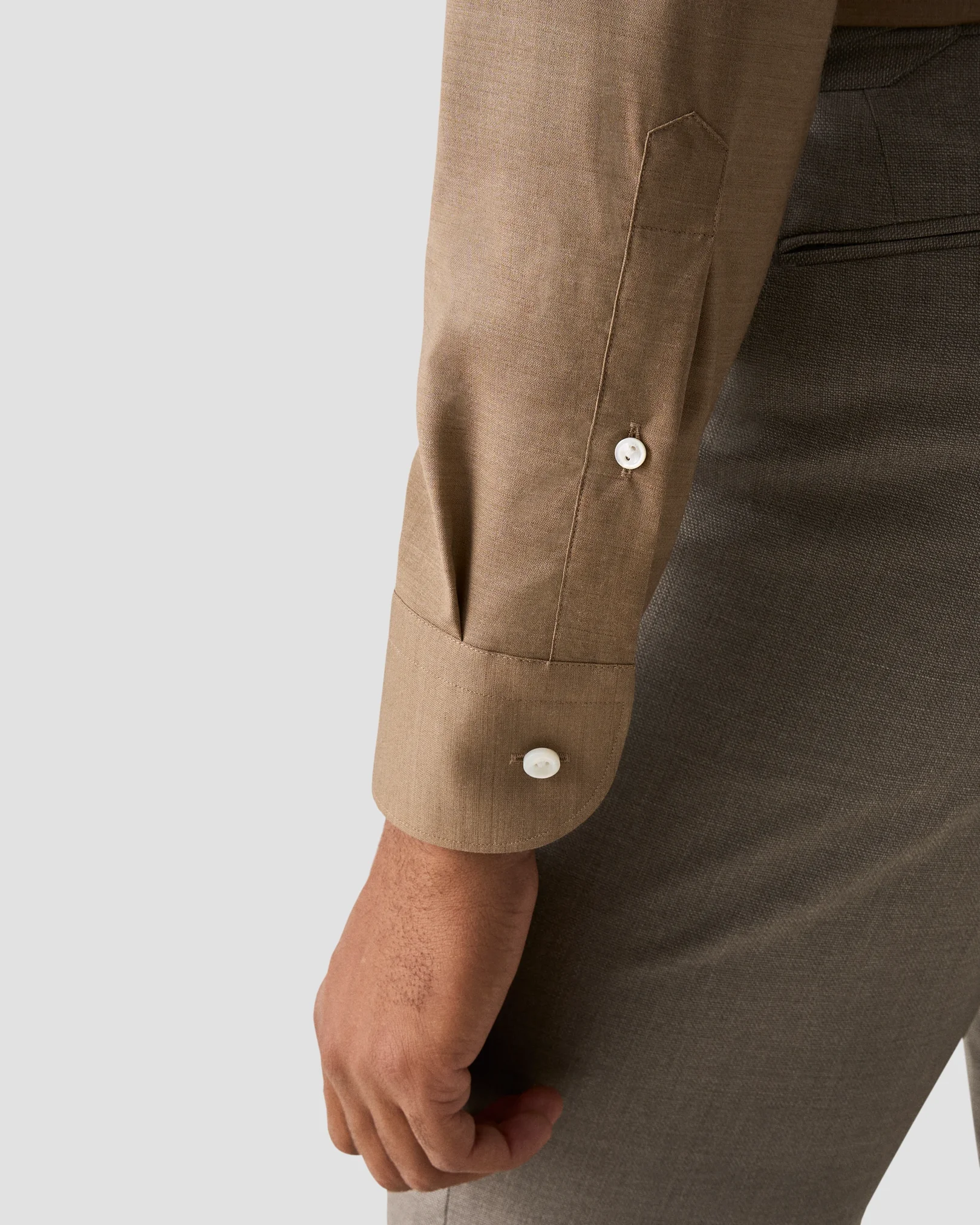 Eton - beige solid merino cashmere shirt