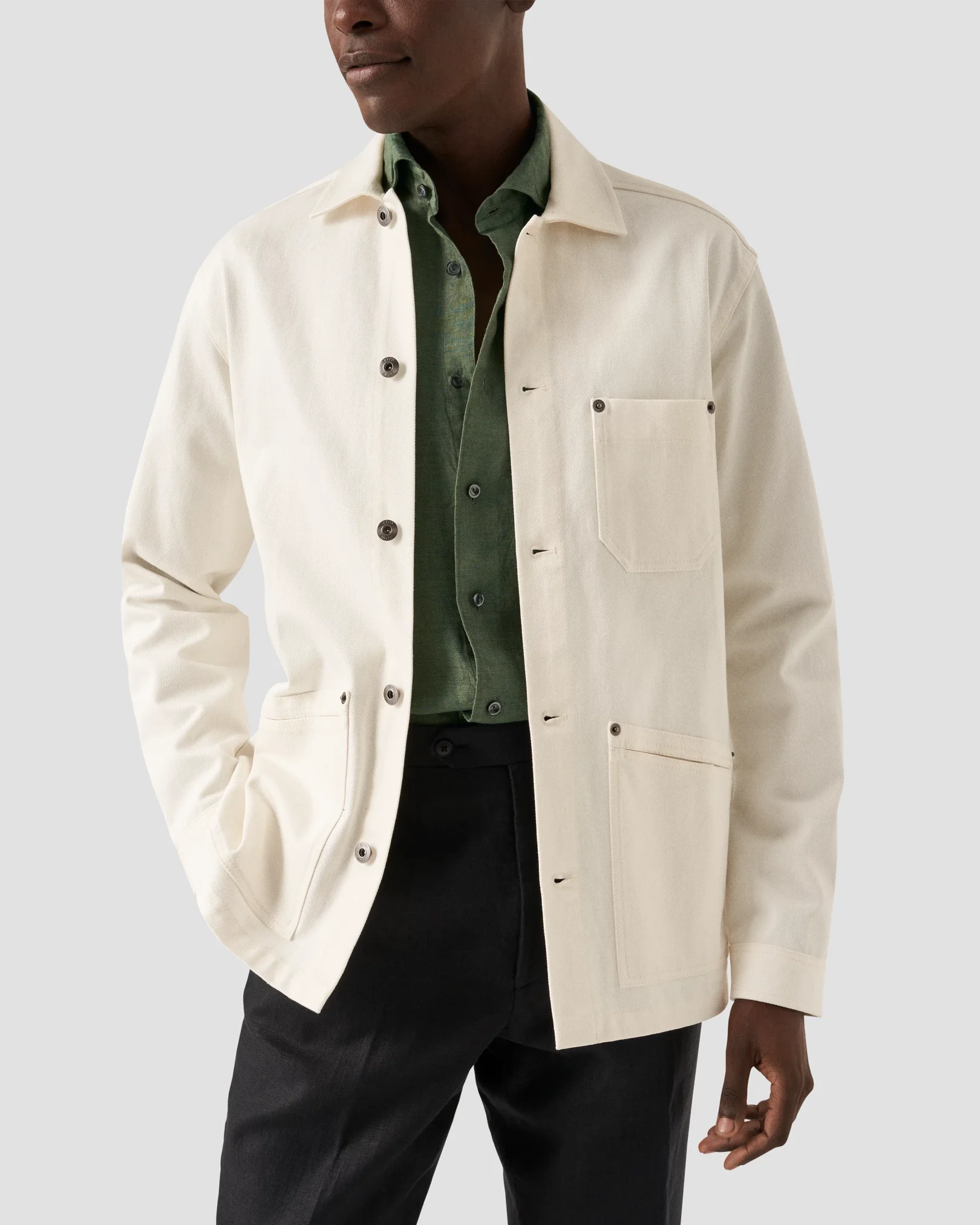 Eton - widespread green linen shirt