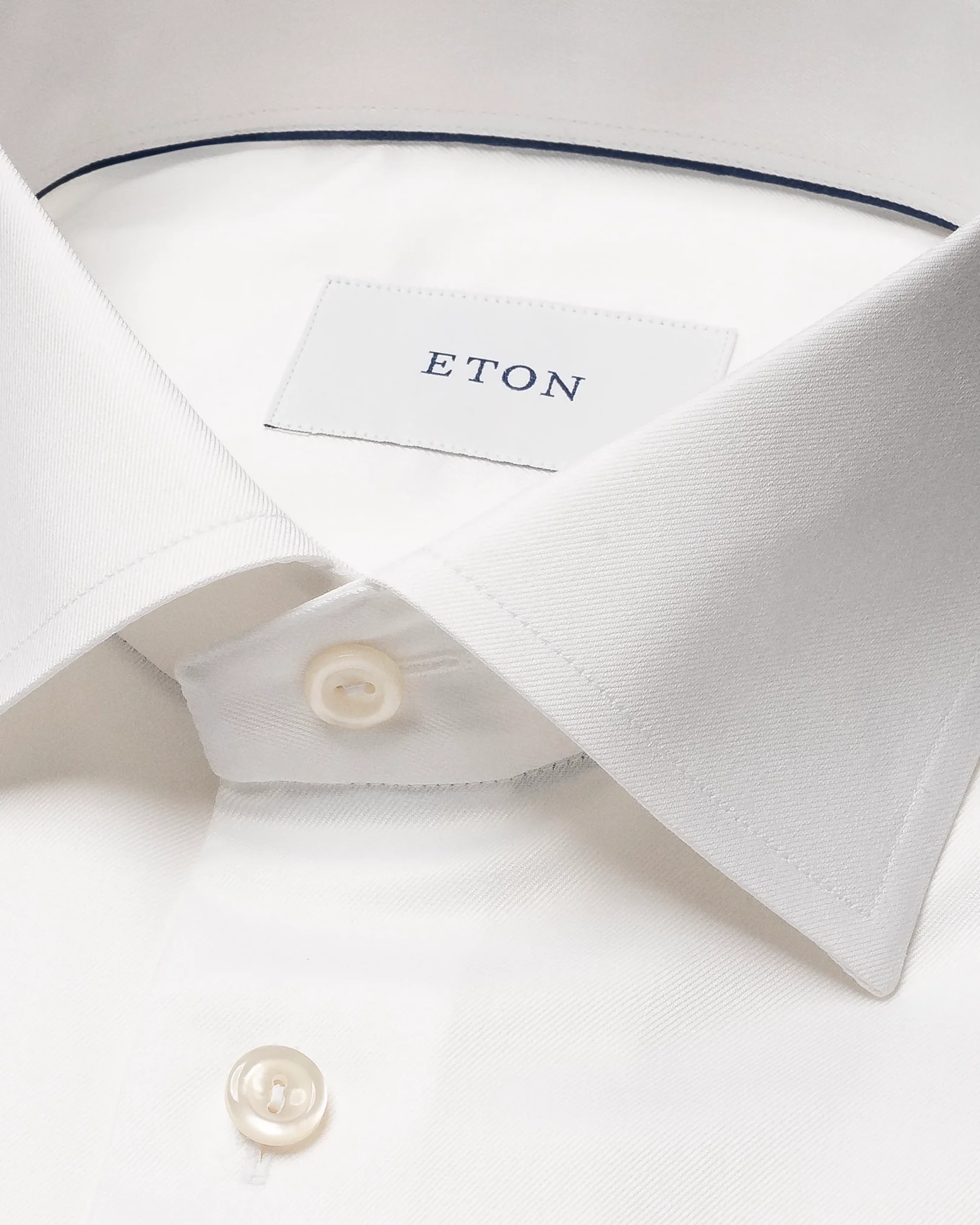 Eton - white solid cotton tencel tm lyocell shirt