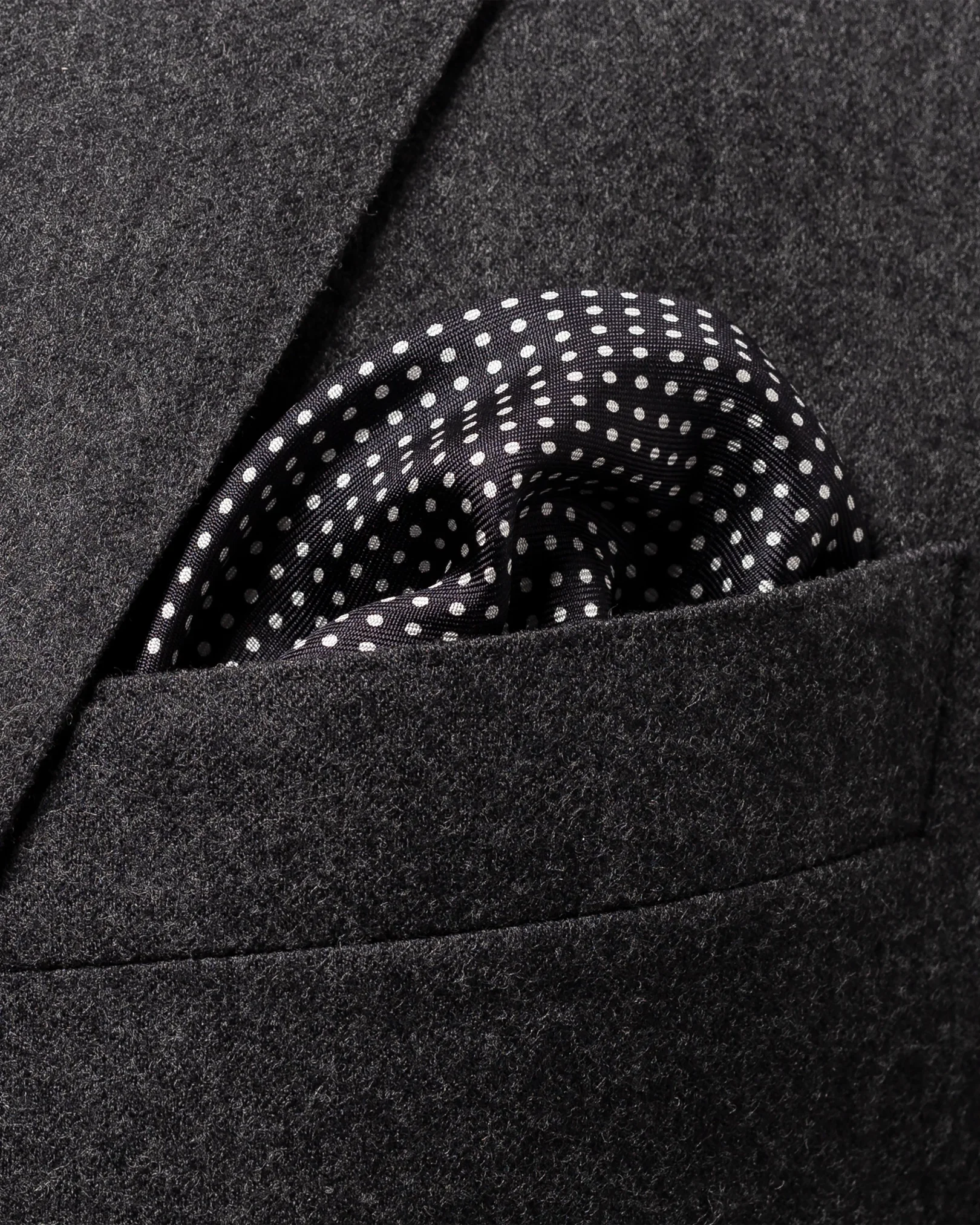 Fazzoletto Da Taschino Etón In Seta – Pois Neri, Unisex, Taglia Unica