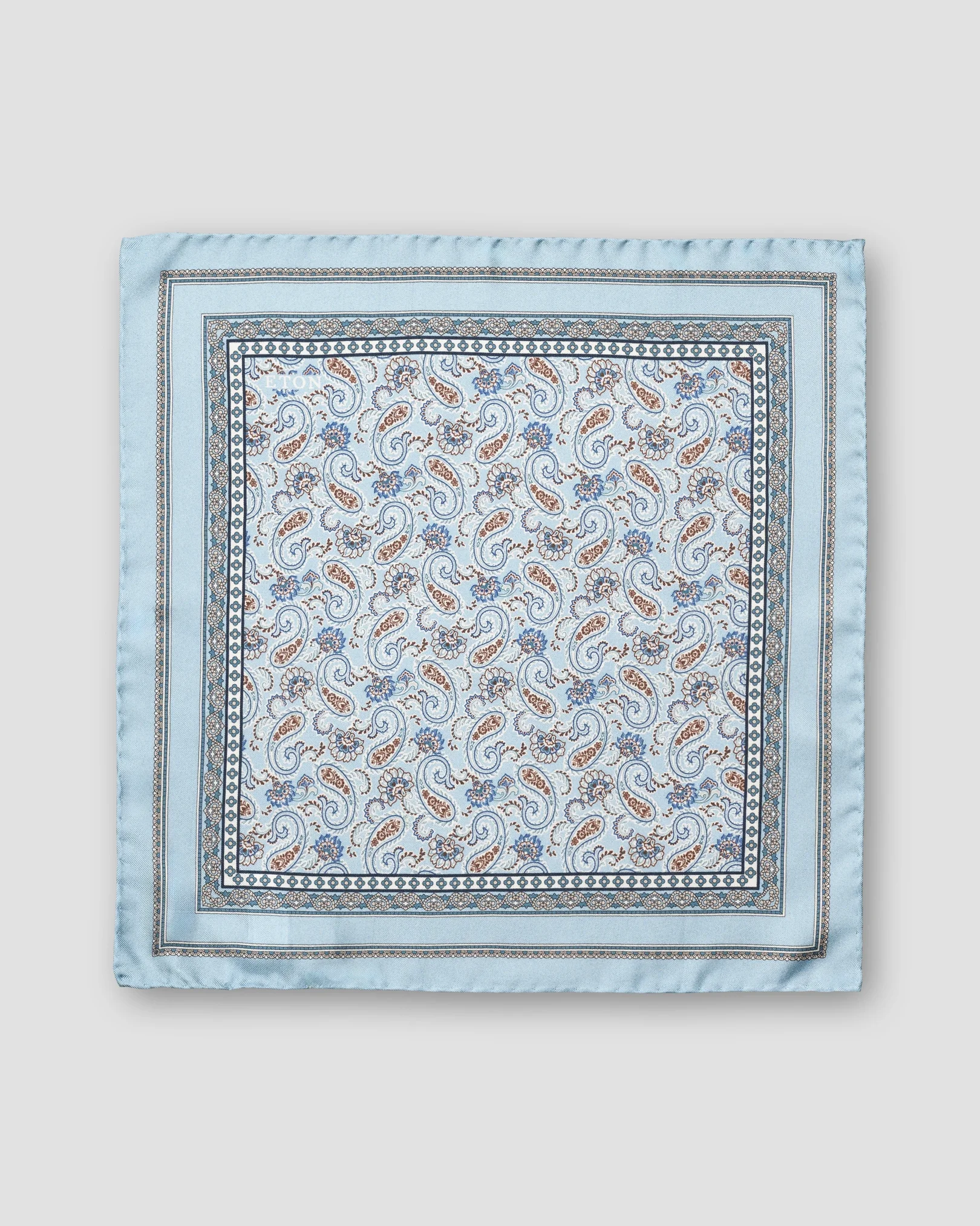 Eton - light blue paisley silk twill pocket square