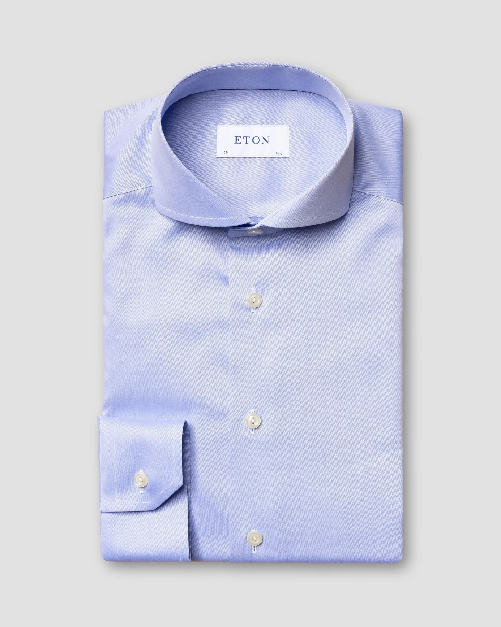 Eton - blue fine twill shirt extreme cut away