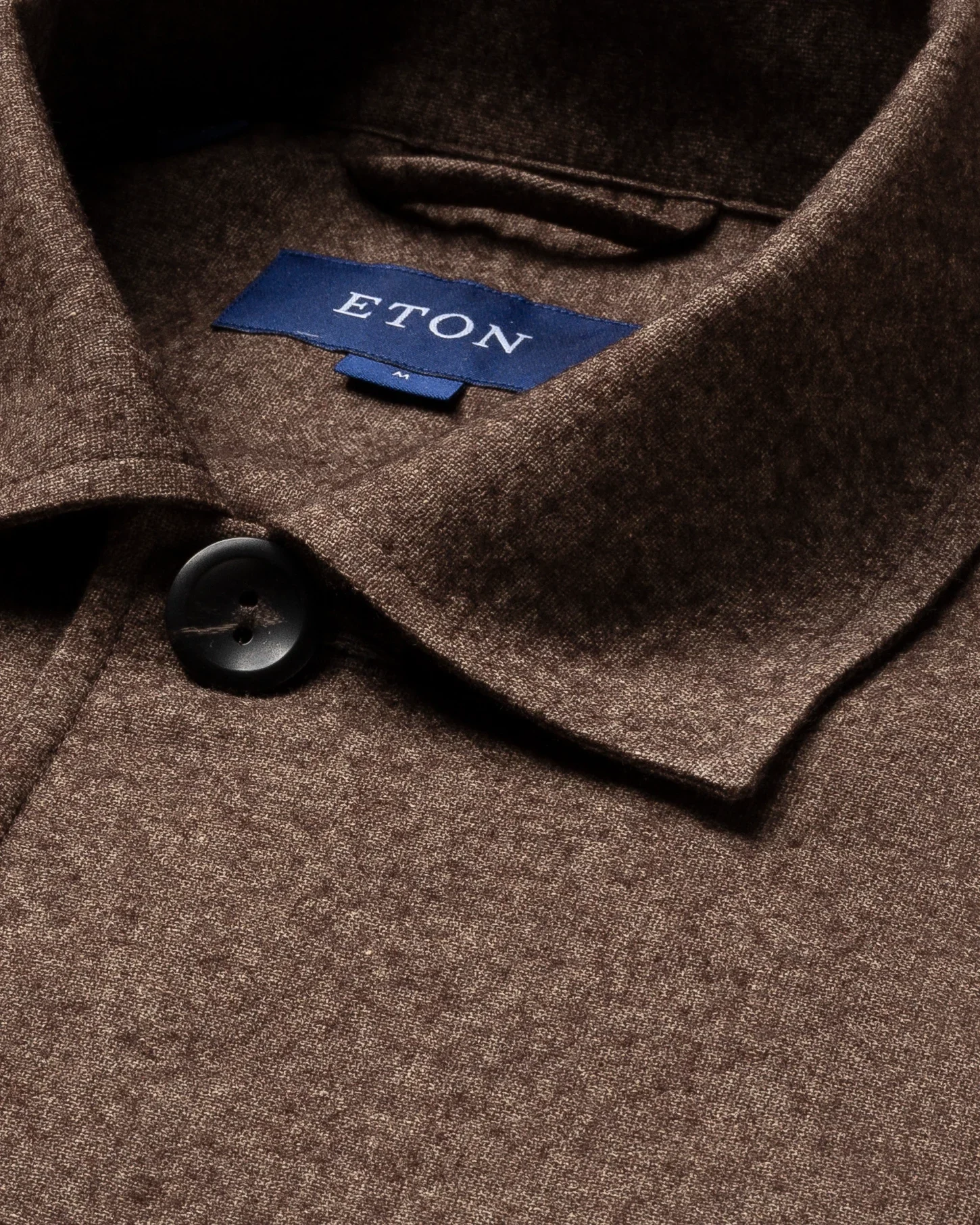 Eton - brown cotton wool cashmere overshirt turn down single cuff pointed strap regular