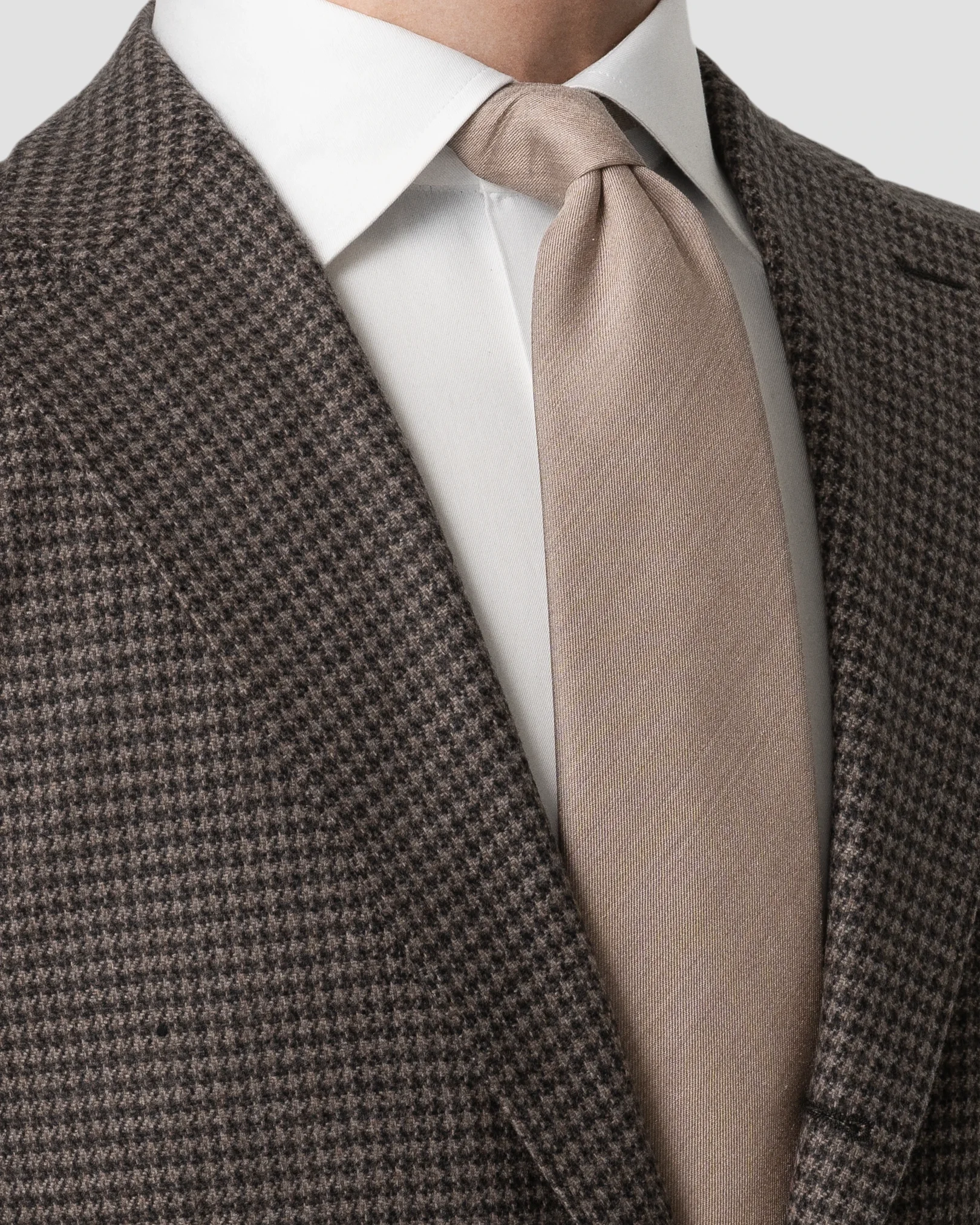 Eton - beige solid woven shantung silk tie