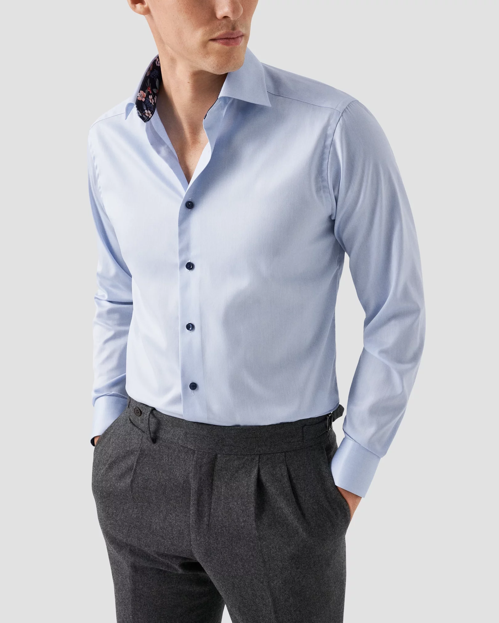 Eton - light blue single cuff shirt