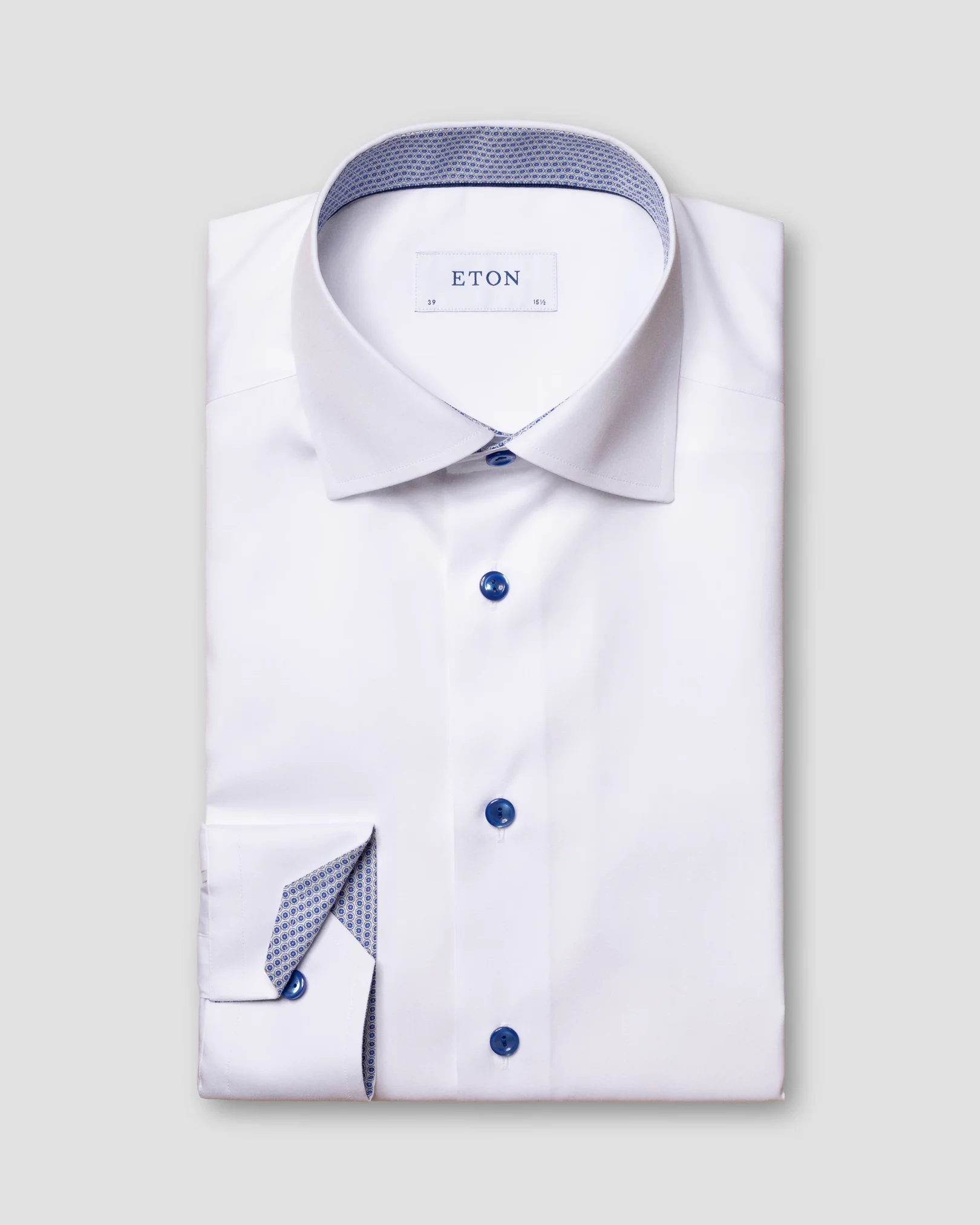 Eton - white poplin shirt glass print details cut away collar