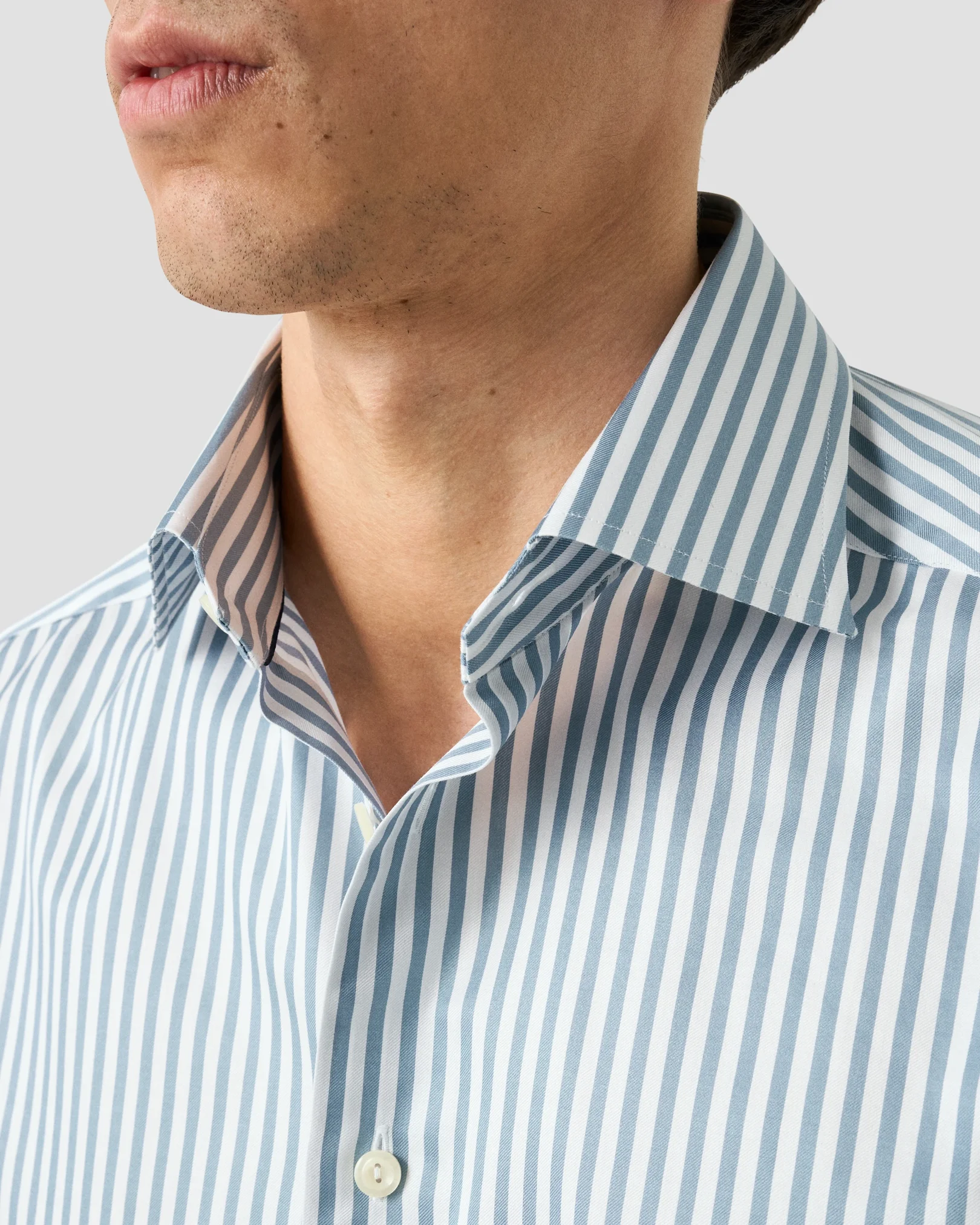 Eton - mid blue bengal striped signature twill shirt