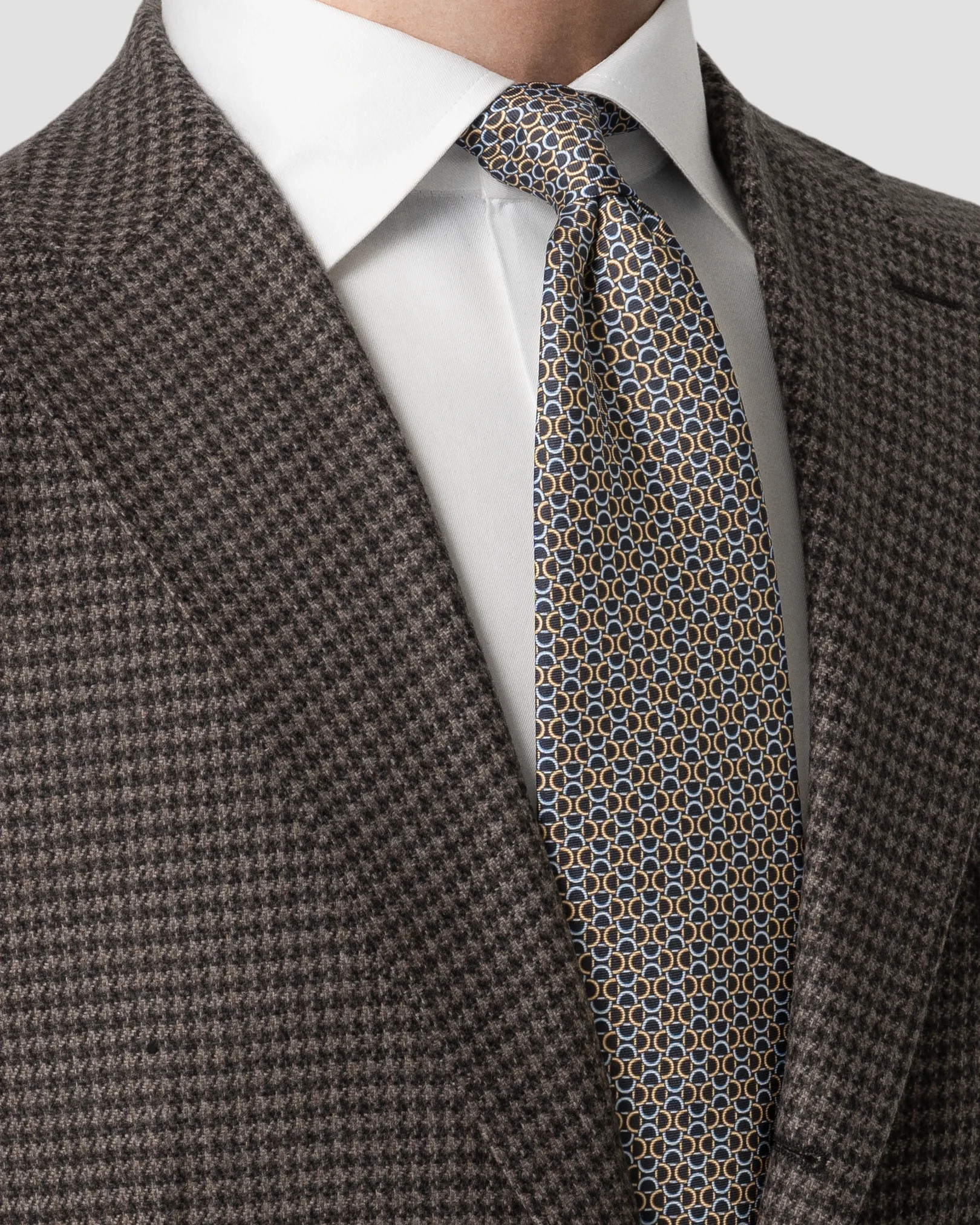 Eton - navy blue geometric printed silk tie