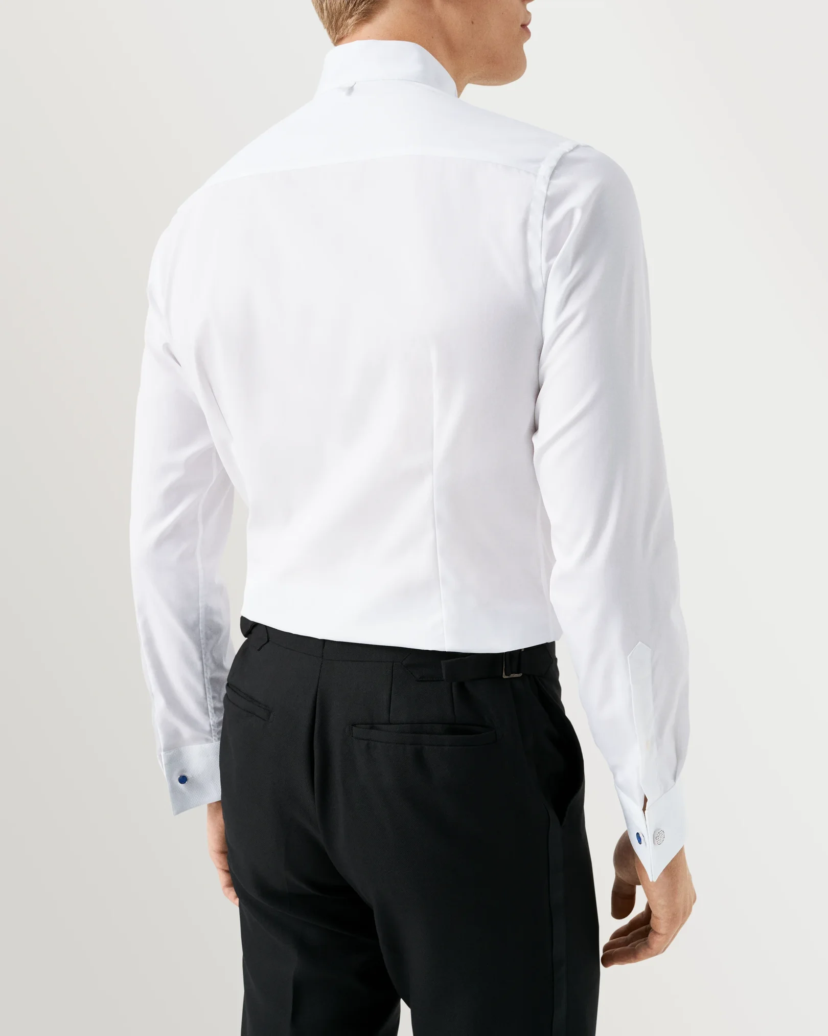 Eton - pique white tie shirt