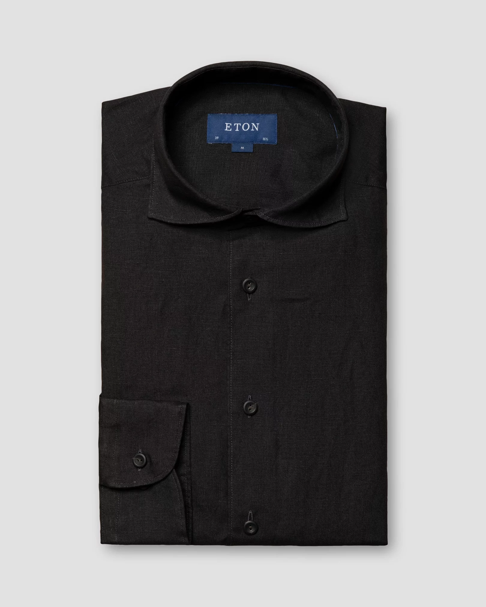 Black Solid Linen Shirt - Eton