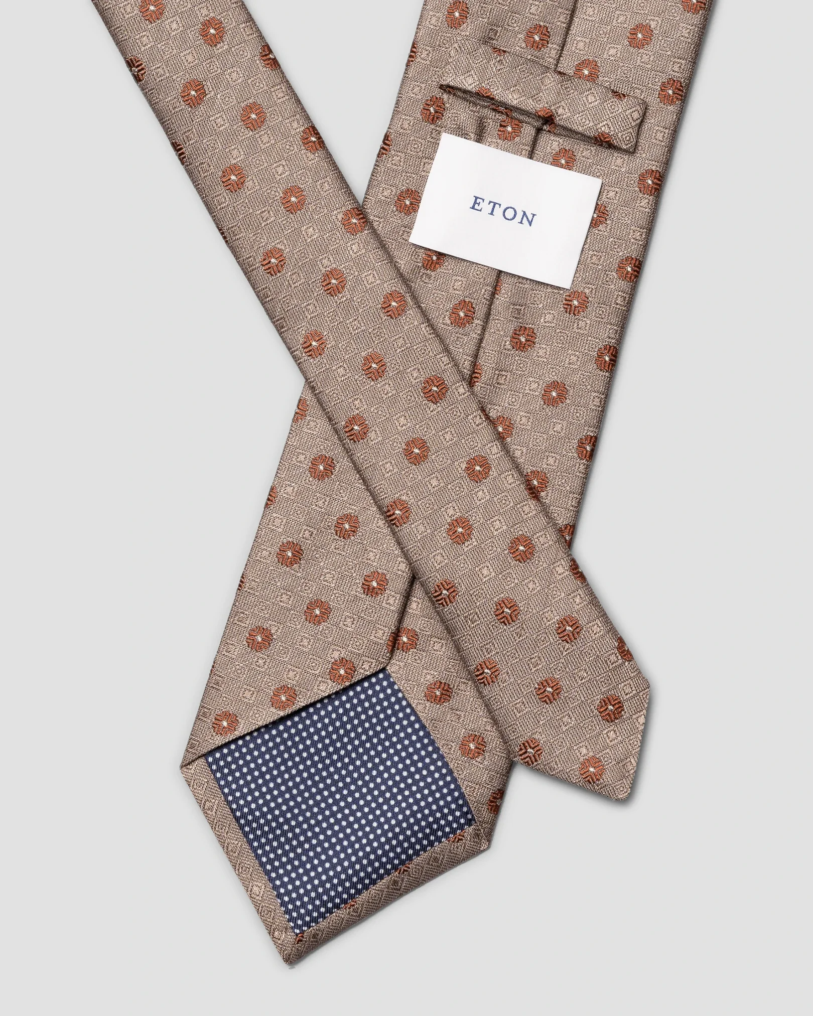 Eton - beige floral woven shantung silk tie