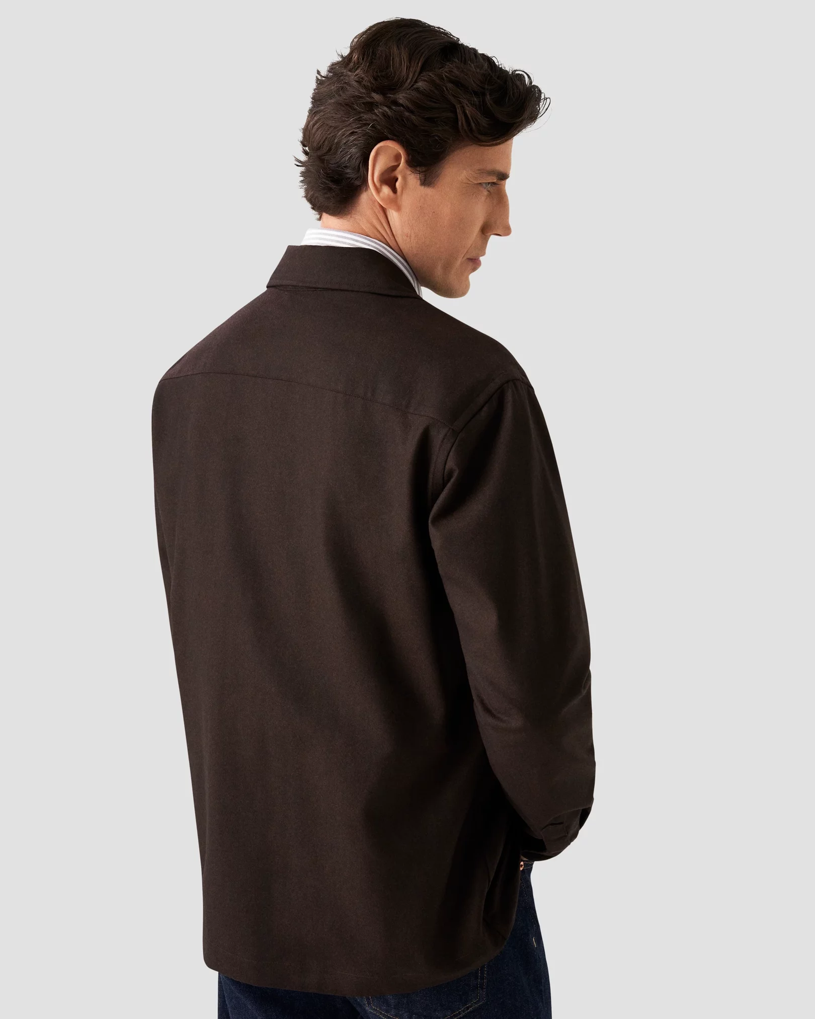 Eton - dark brown heavy flannel overshirt