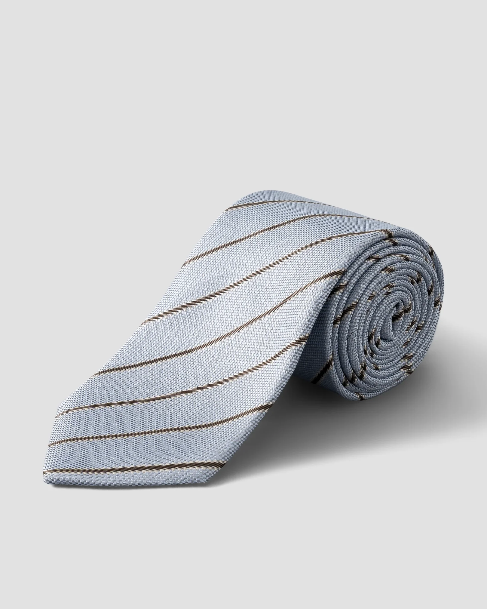 Cravate en soie à rayures bleu clair