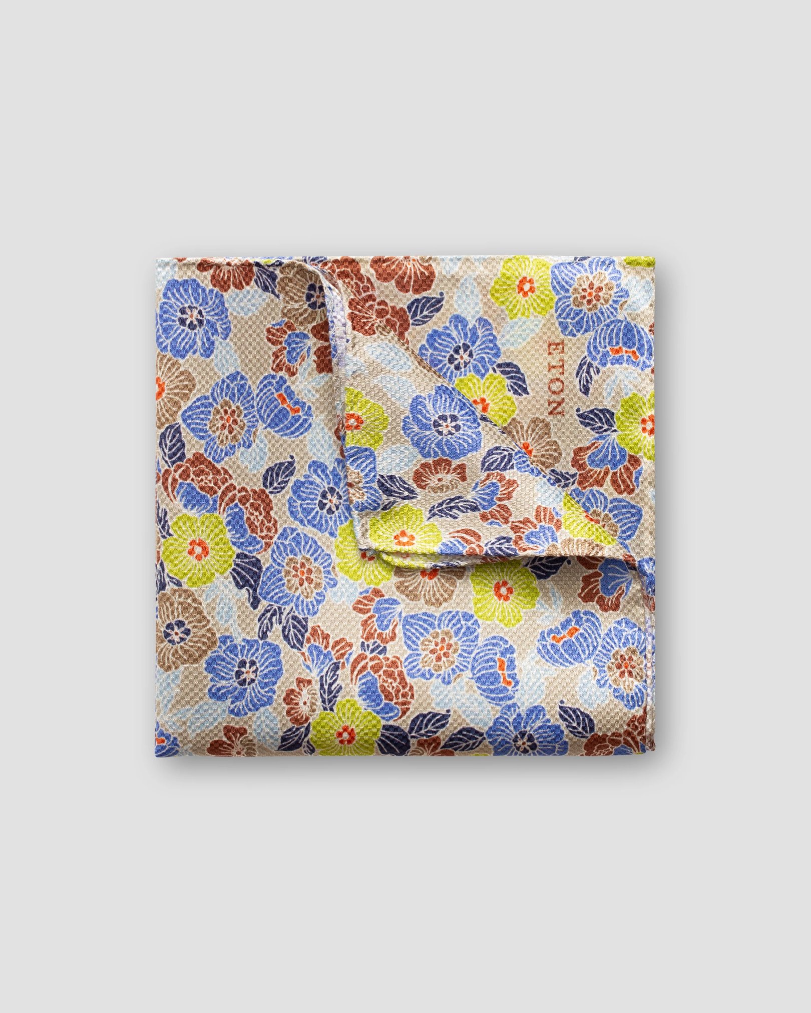 Eton - Beiges Einstecktuch mit Blumen-Print im Retro-Stil