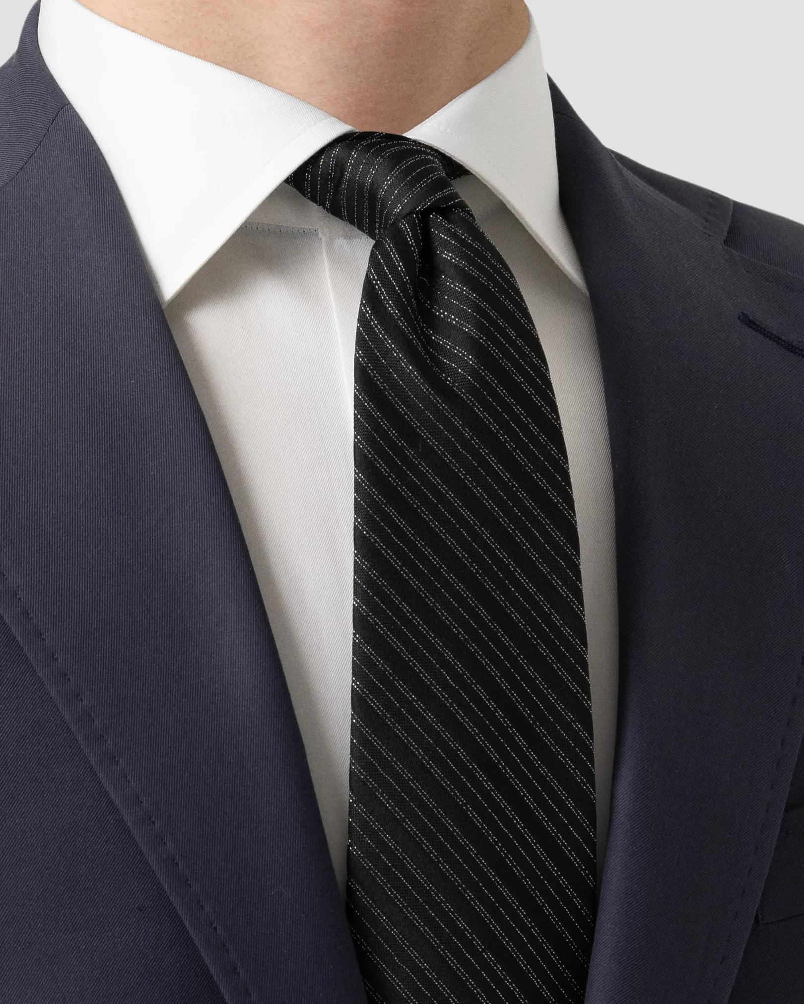 Eton - Black Striped Silk Lurex Tie