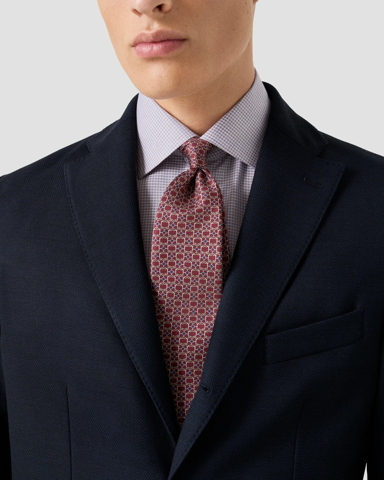 Eton - red check twill shirt