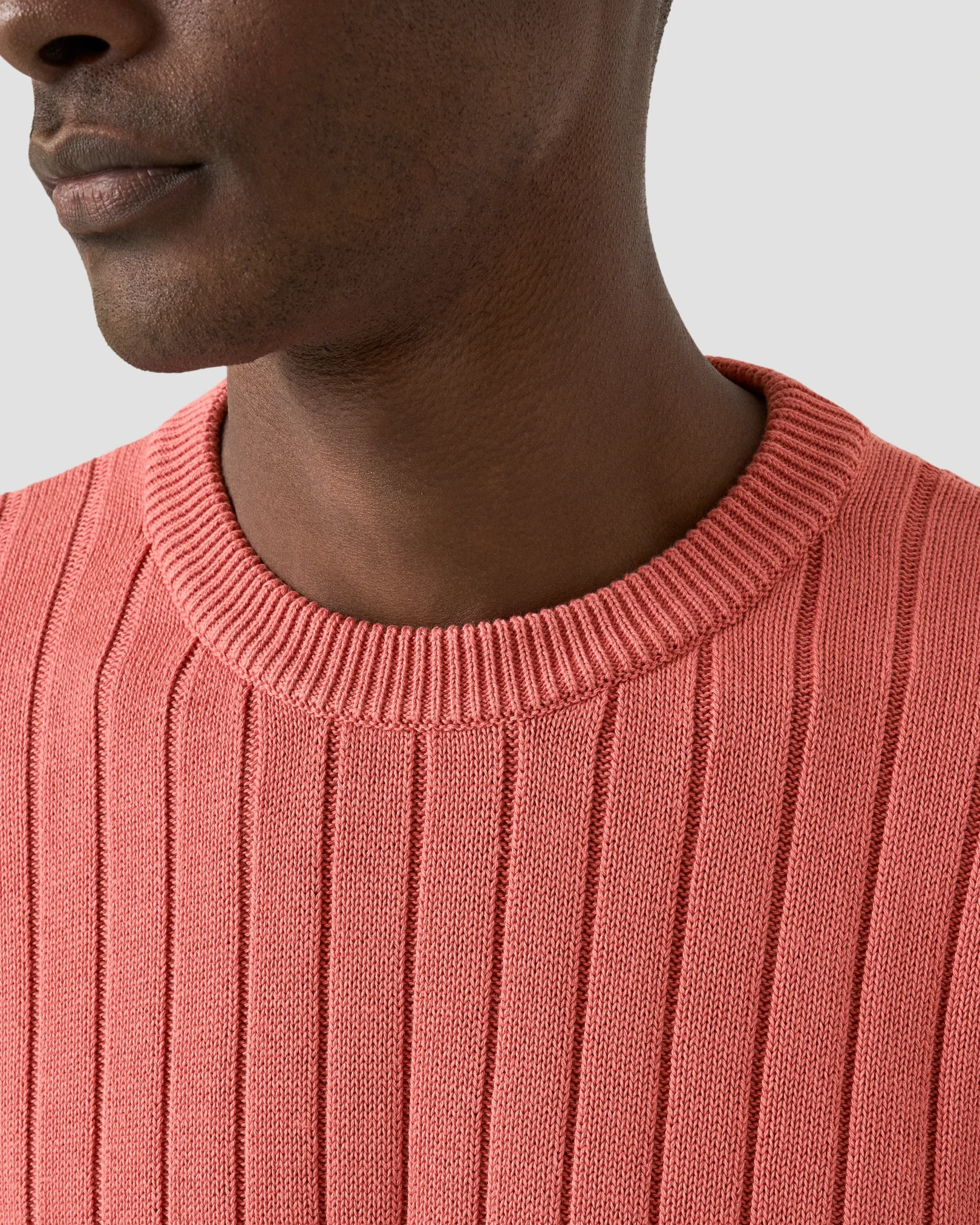 Eton - cotton structure knit crew neck pink cotton