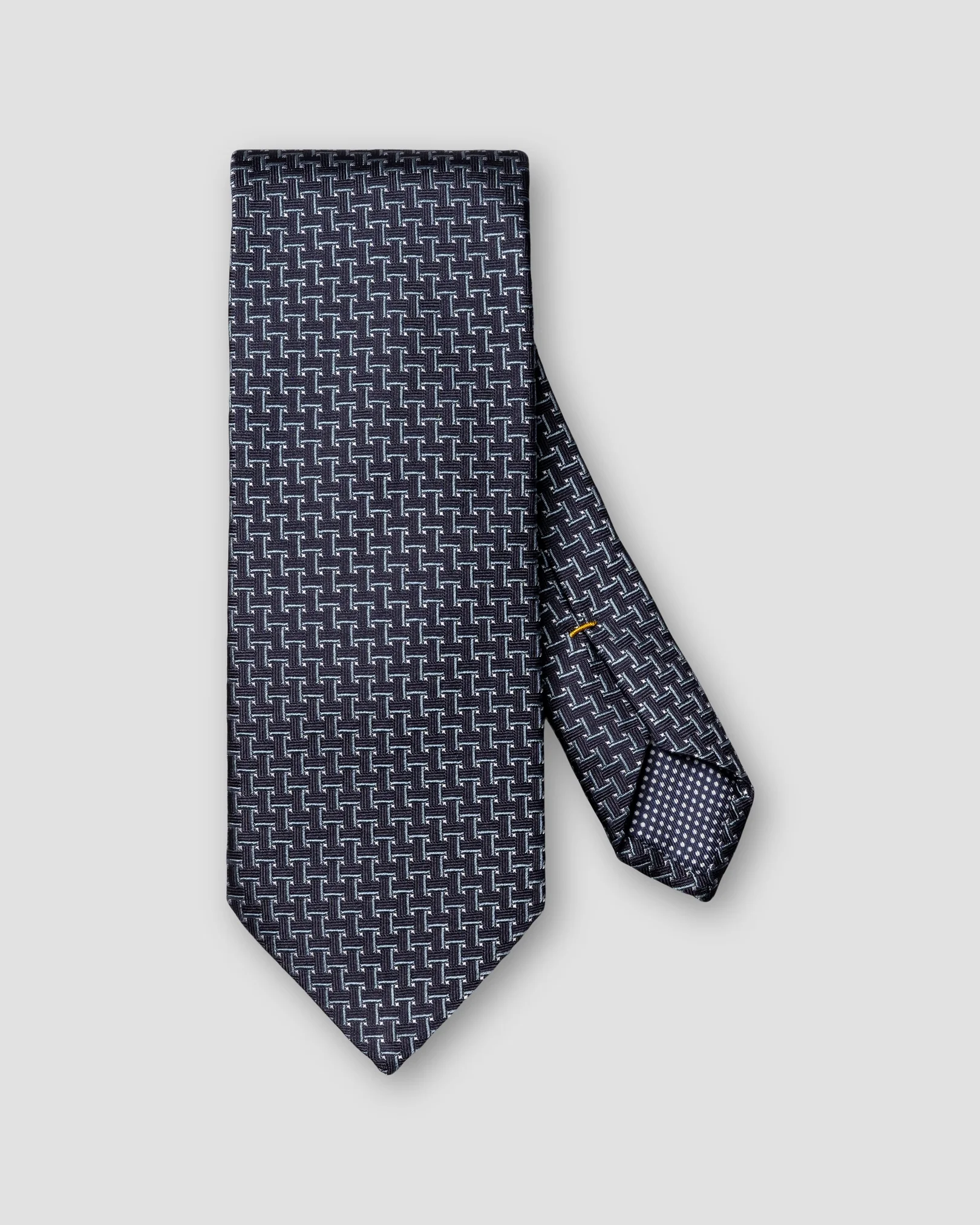 Eton - navy blue geometric woven silk tie 266