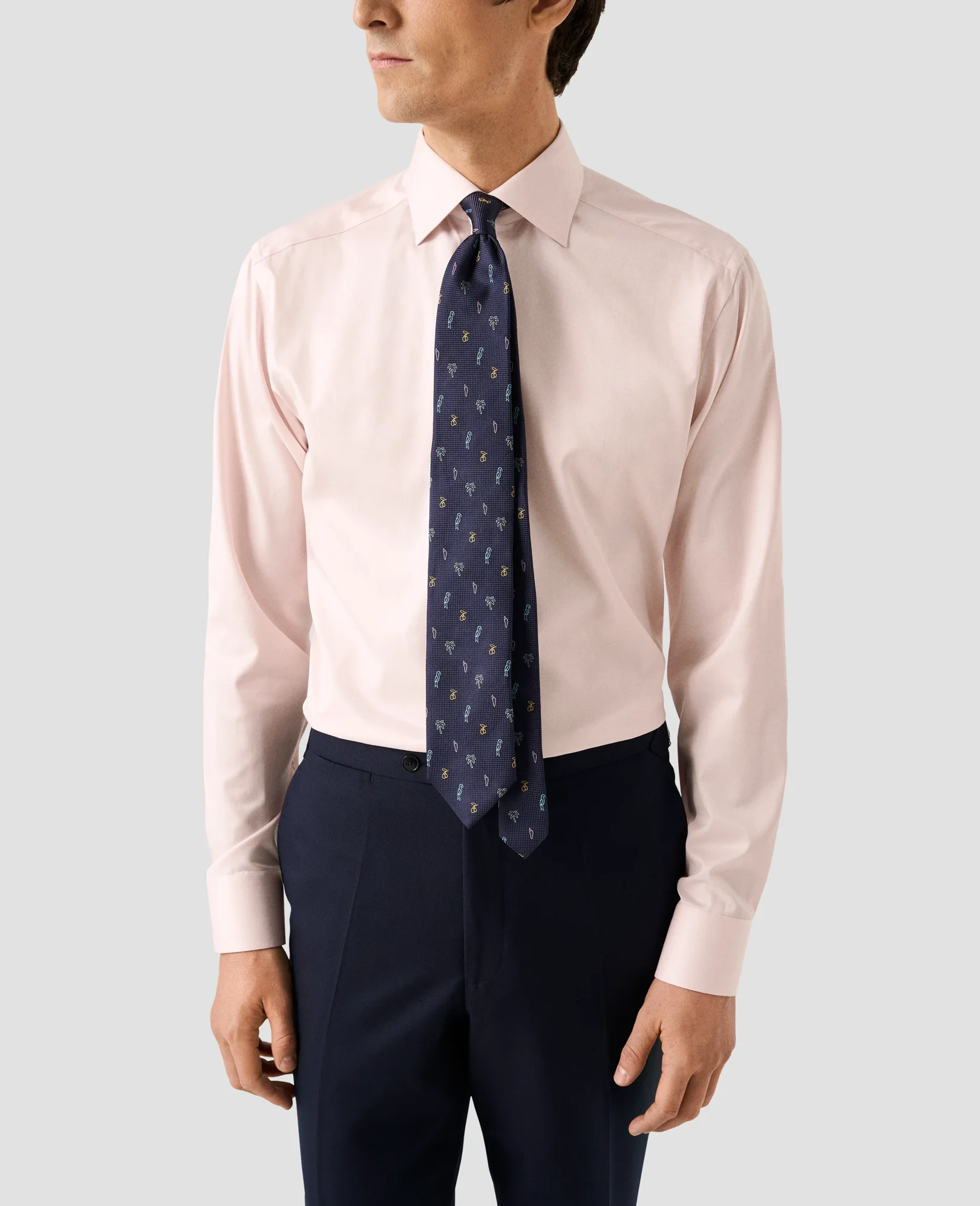 Eton - pink solid cotton tencel tm lyocell shirt