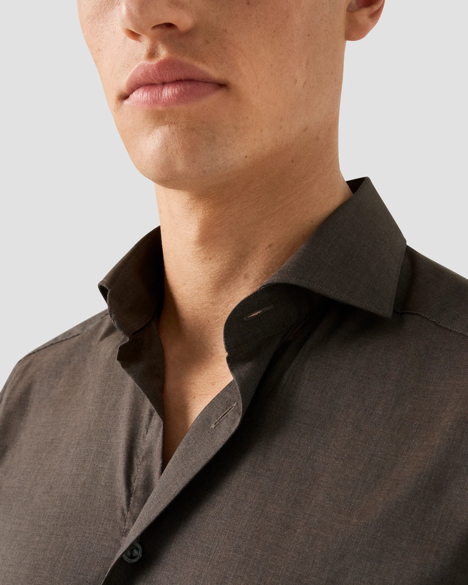 Eton - wrinkle free dark brown flanell shirt