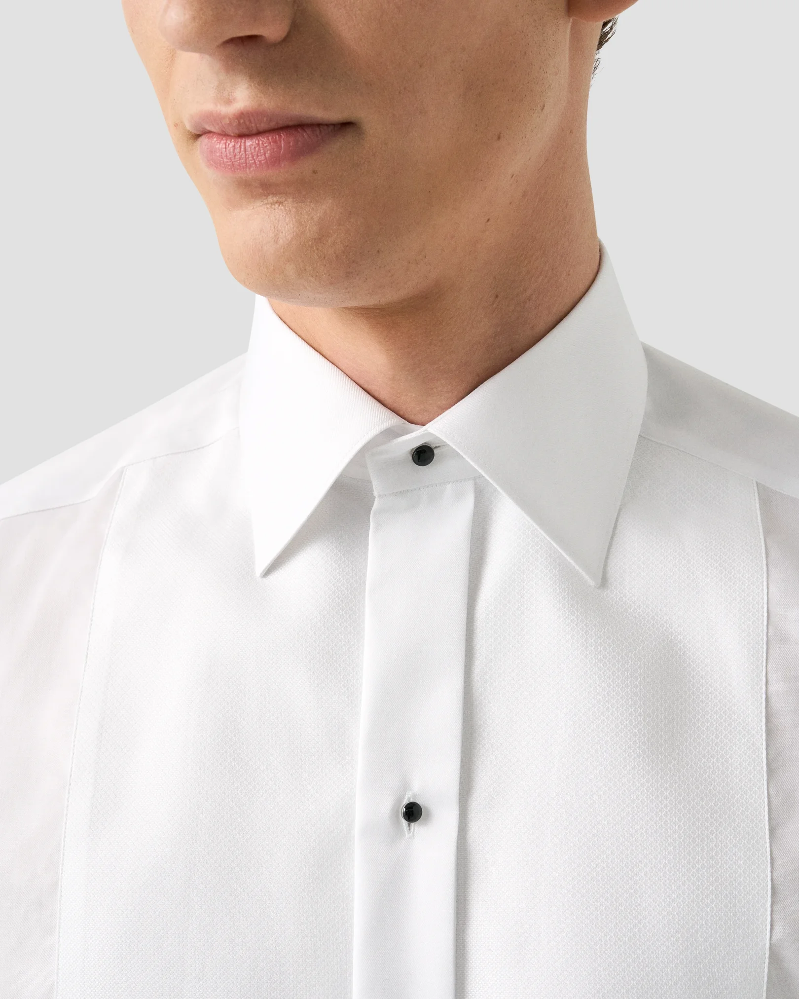 Eton - white dobby bib front shirt