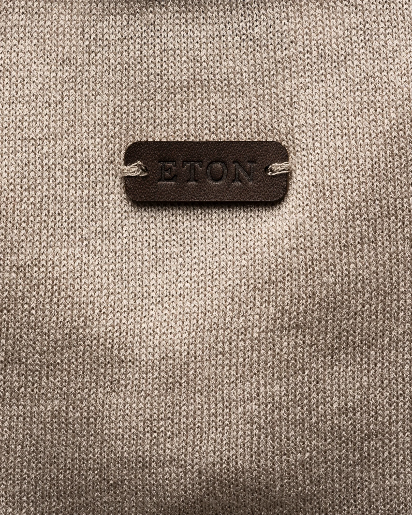 Eton - beige cotton and silk open collar fine knit