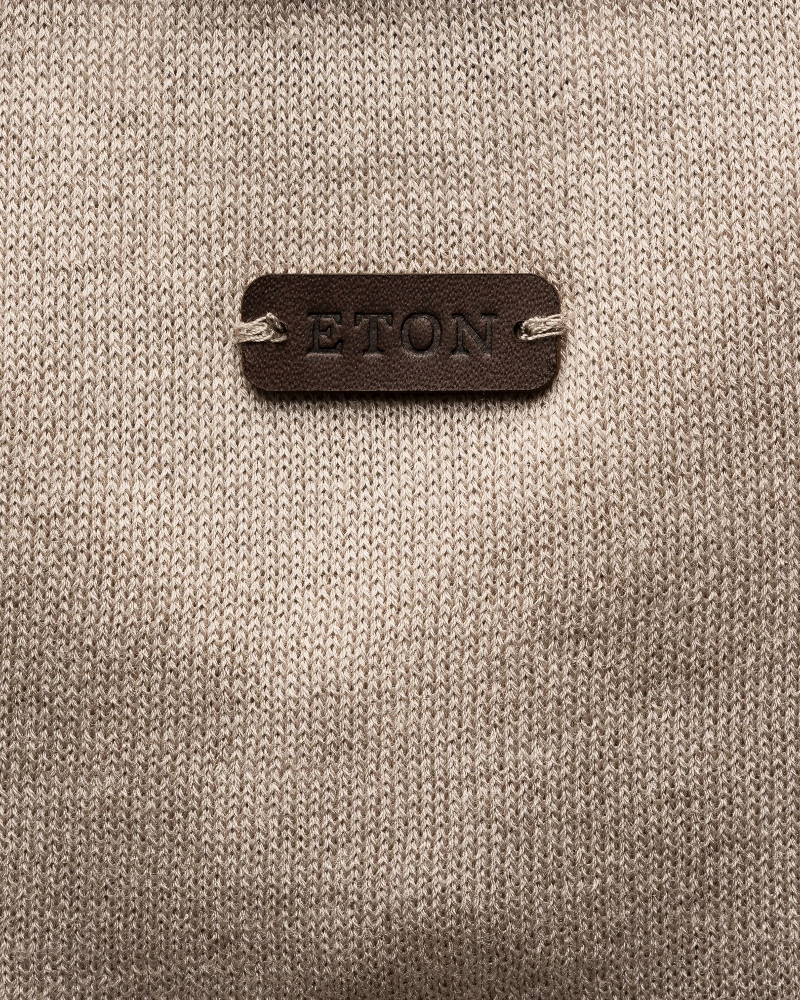 Eton - beige cotton and silk open collar fine knit