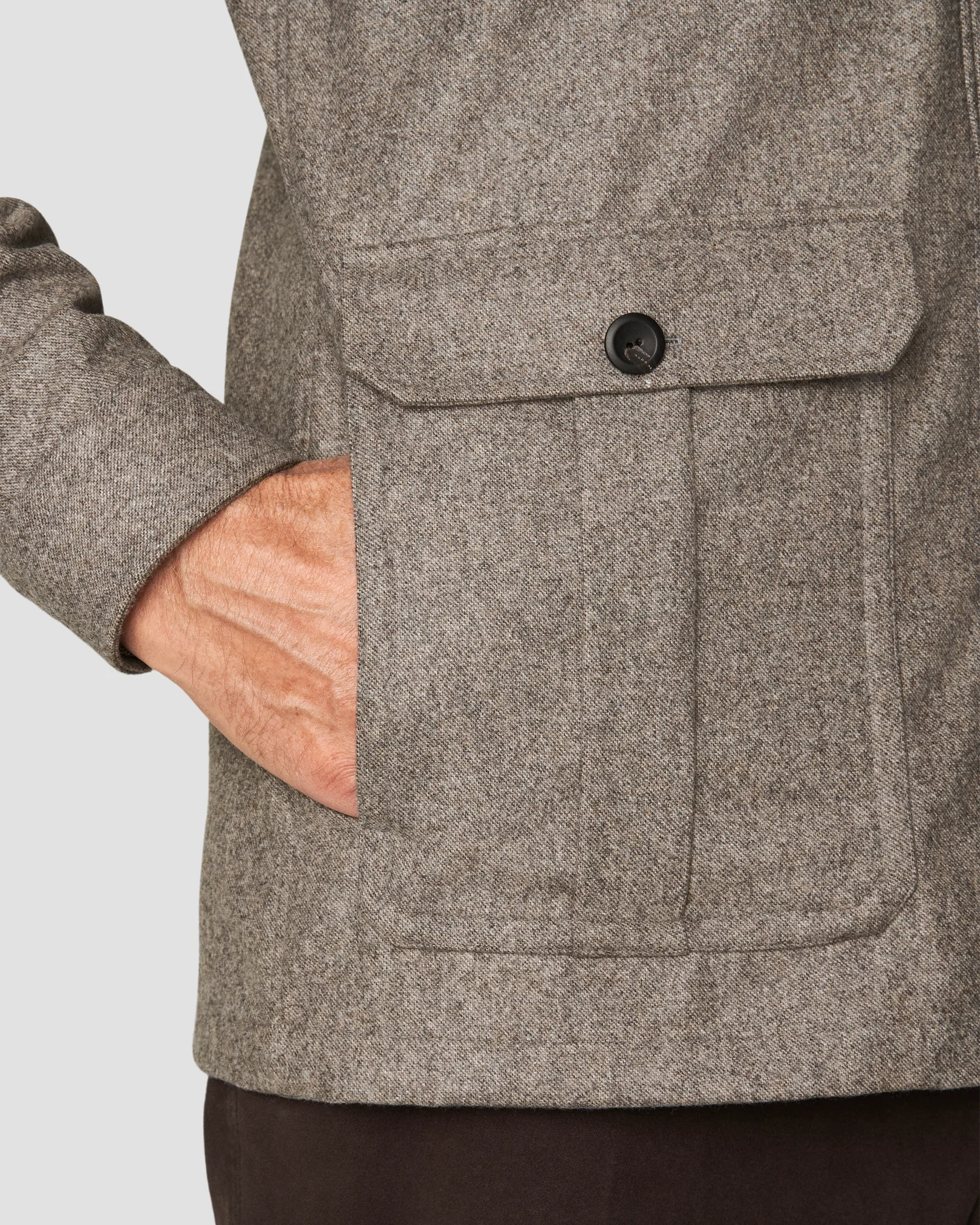 Eton - beige wool twill soft pointed single cuff pointed strap casual