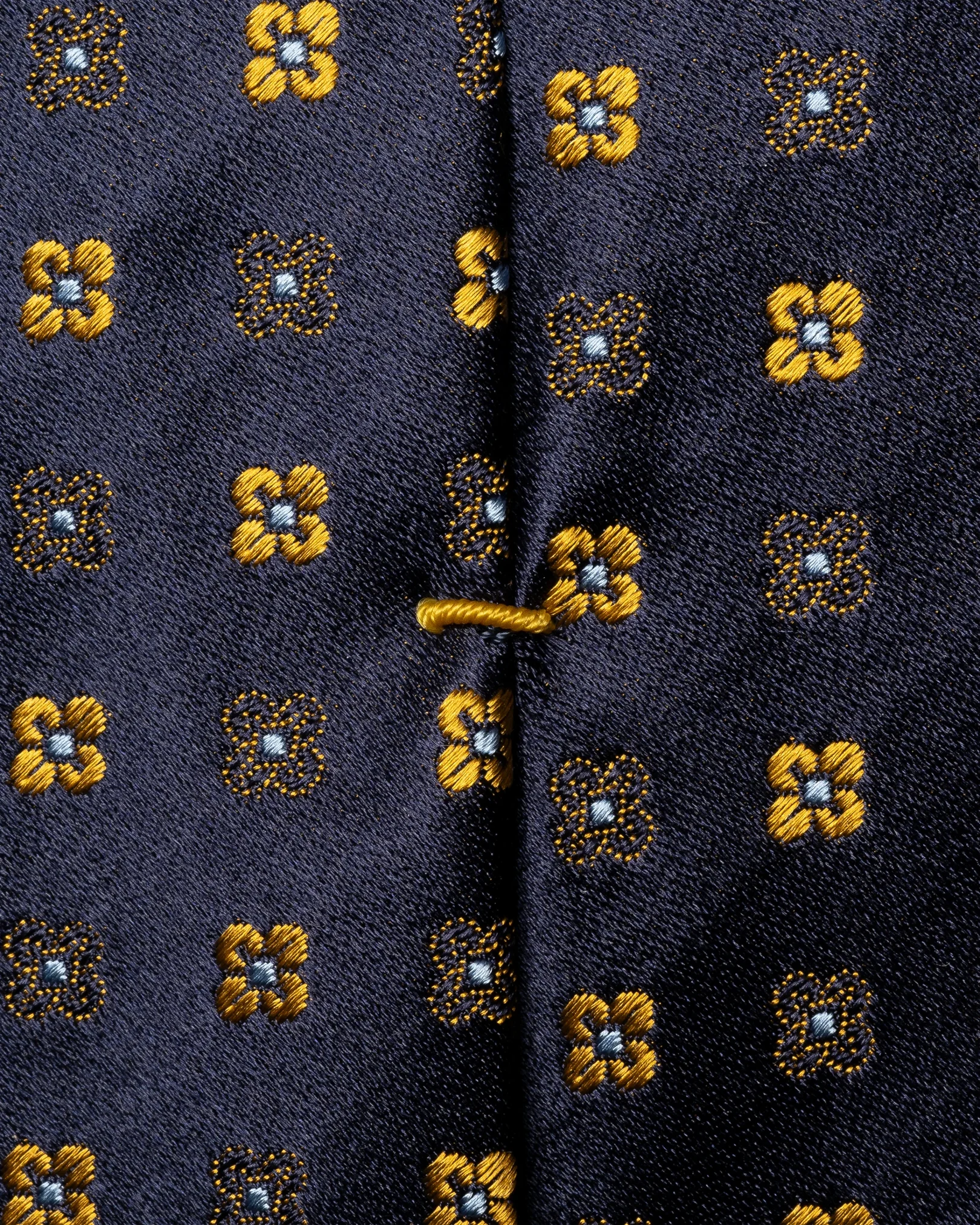 Eton - micro floral woven silk tie yellow