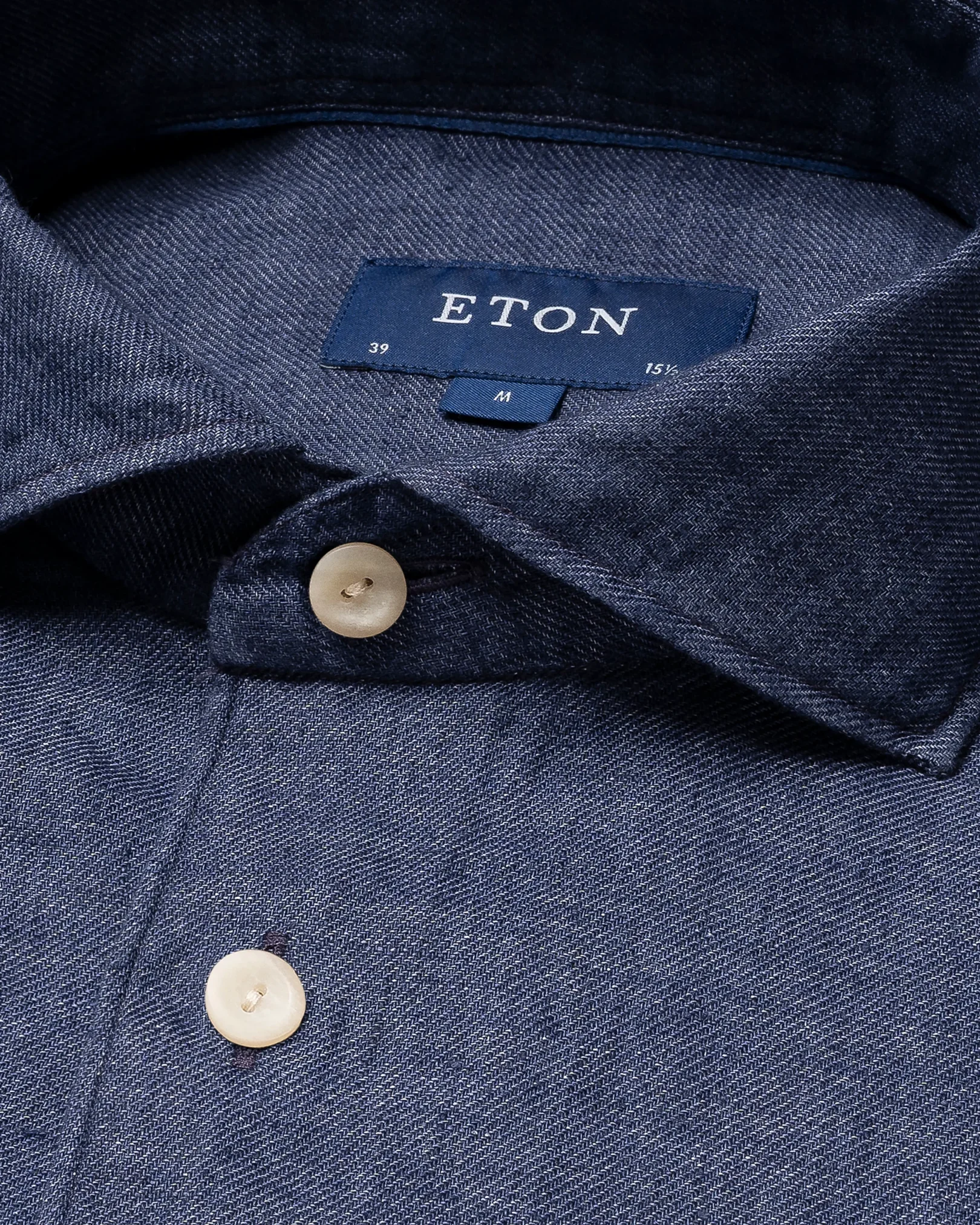 Navy Linen Twill Shirt - Eton