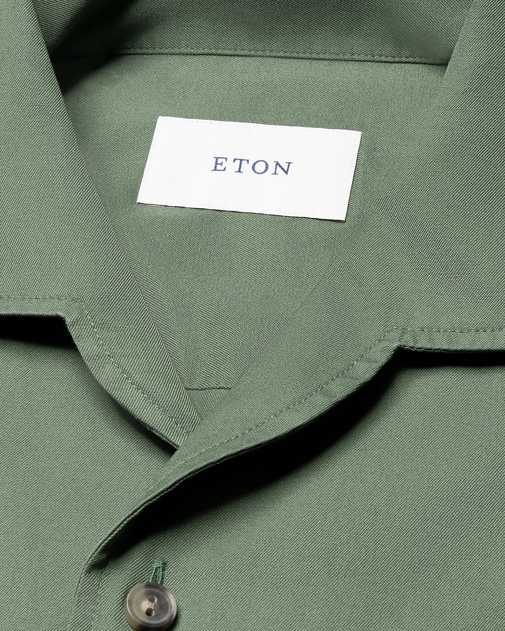 Eton - garment washed twill shirt dark green garment washed twill shirt