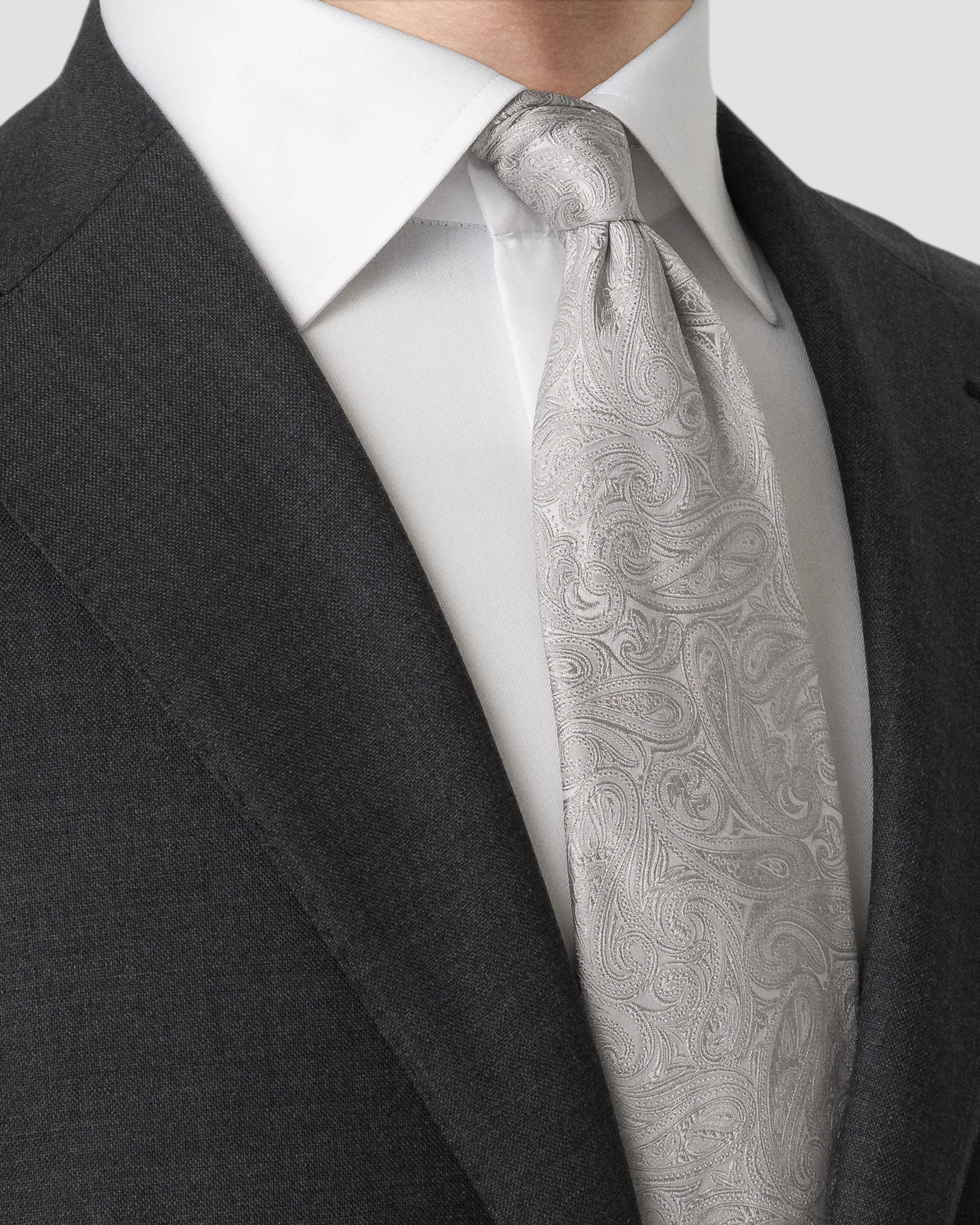 Eton - paisley woven silk tie silver paisley woven silk tie