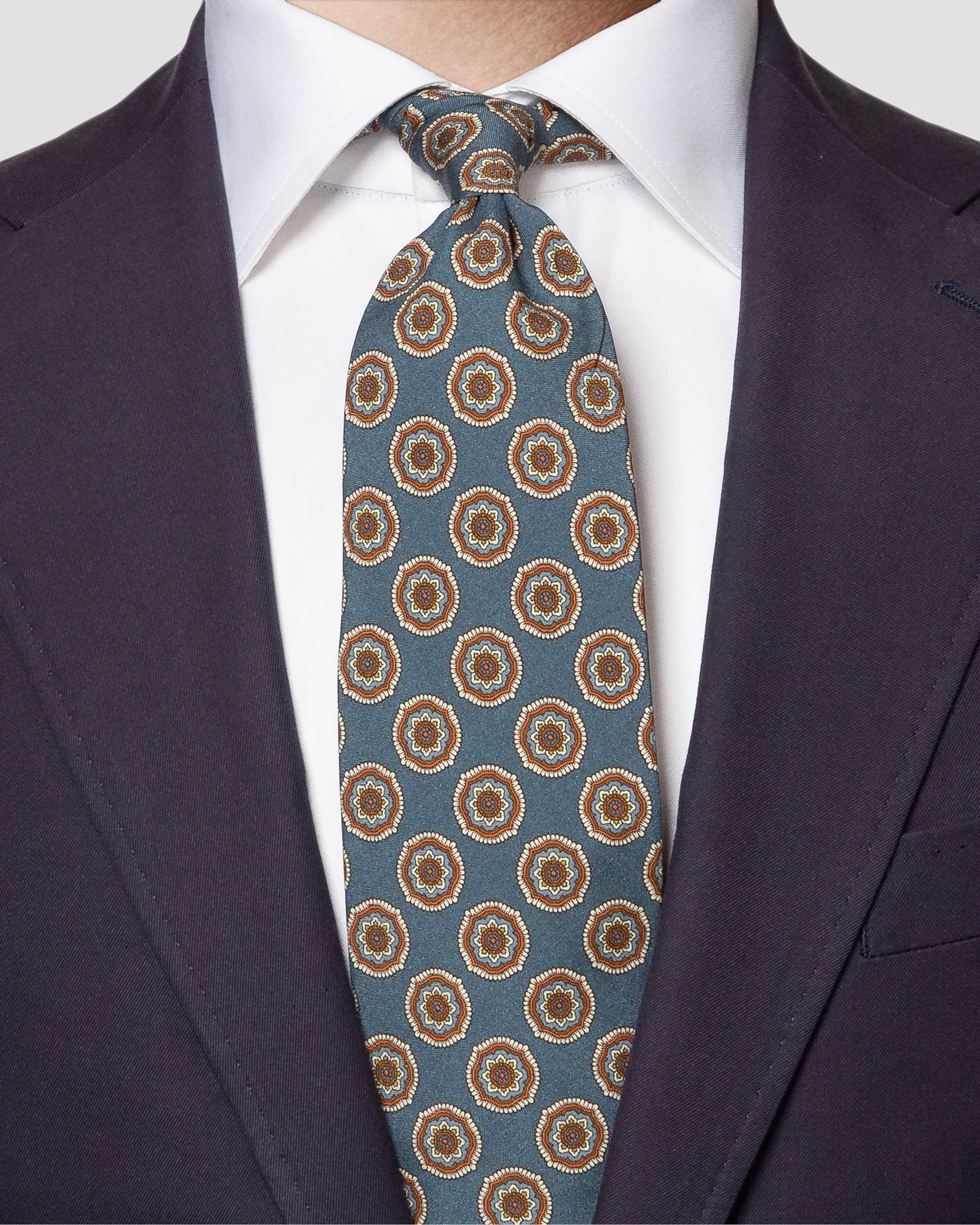 Eton - blue geometric silk tie print