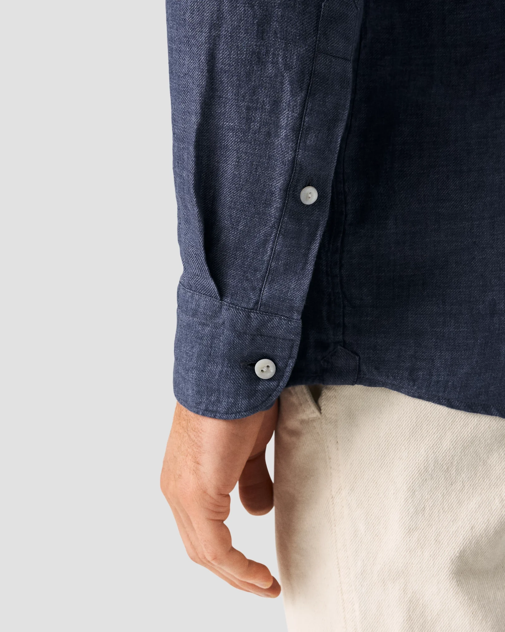 Eton - solid navy linen shirt button down