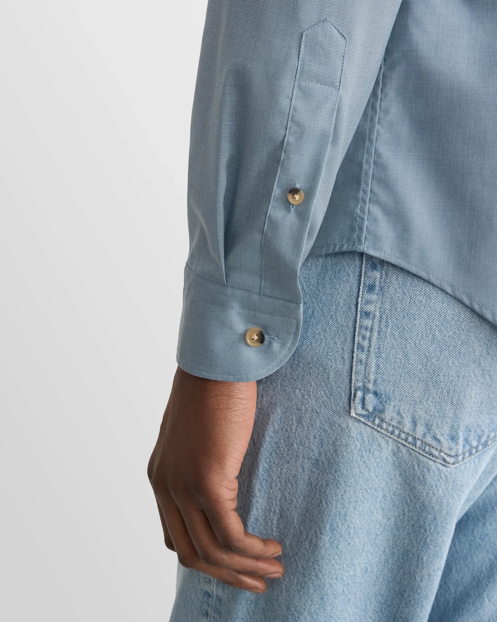 Eton - dark blue solid lighweight poplin shirt