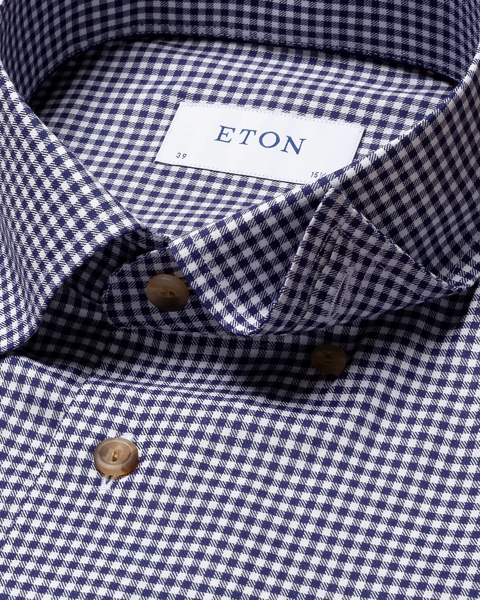 Eton - navy blue checked flannel shirt