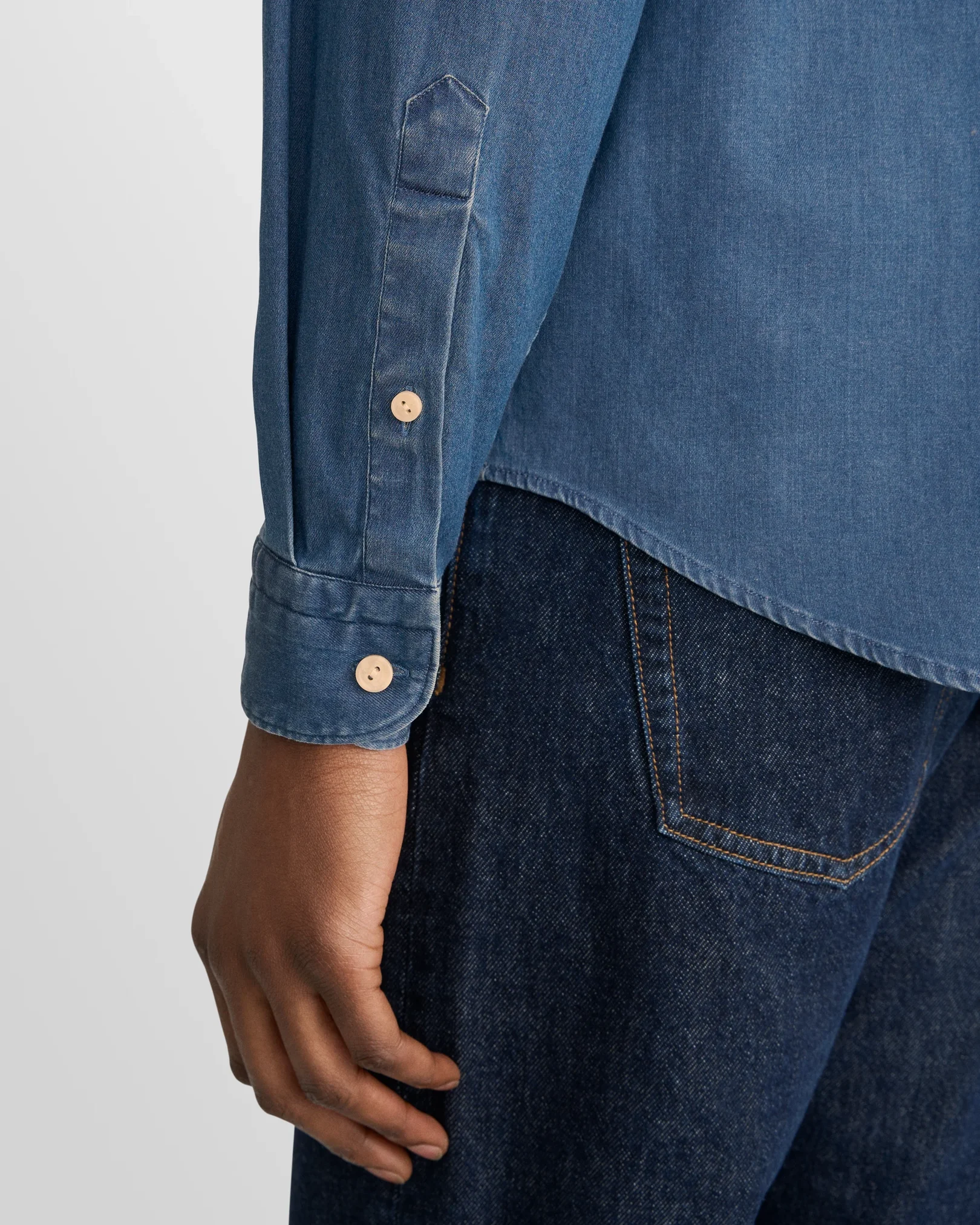 Eton - navy blue denim stretch shirt