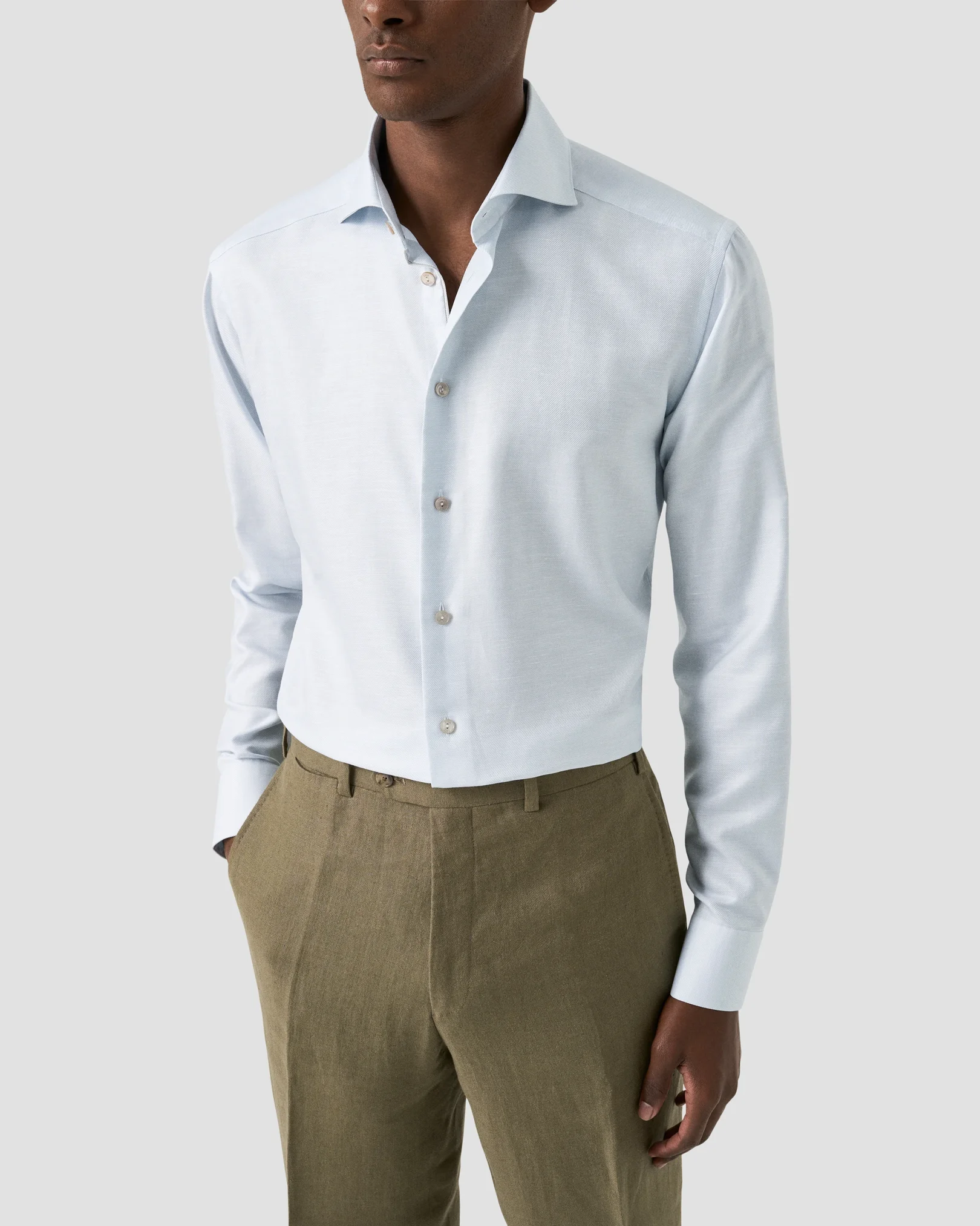 Eton - semi solid cotton linen shirt wide spread 261