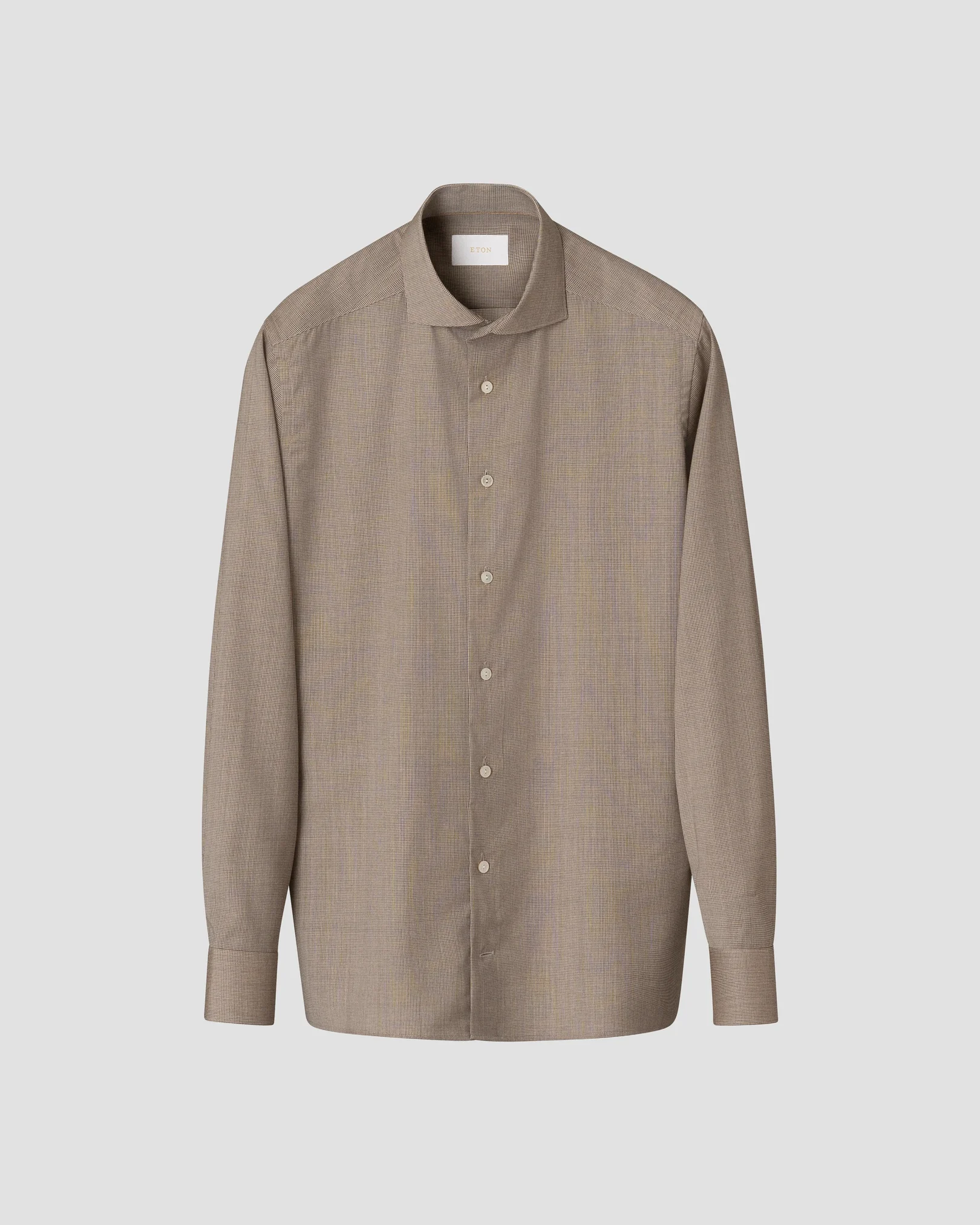 Eton - brown houndstooth merino shirt