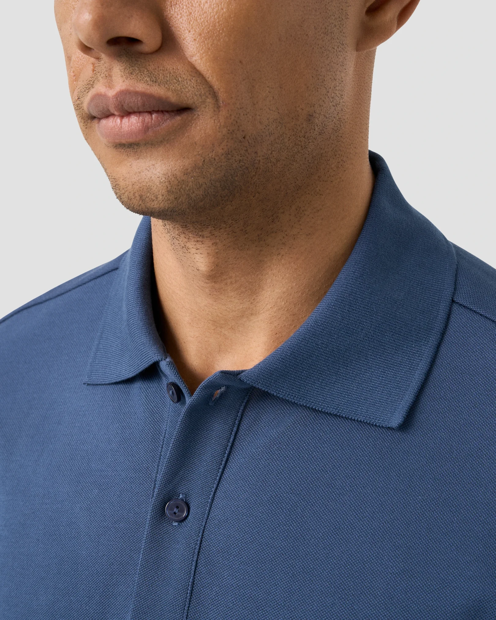 Eton - mid blue pima cotton pique polo