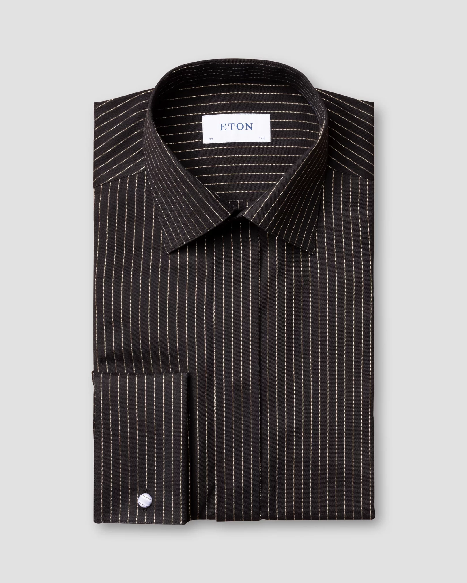 Black Twill Tuxedo Shirt – Glitter Pinstripe - Eton
