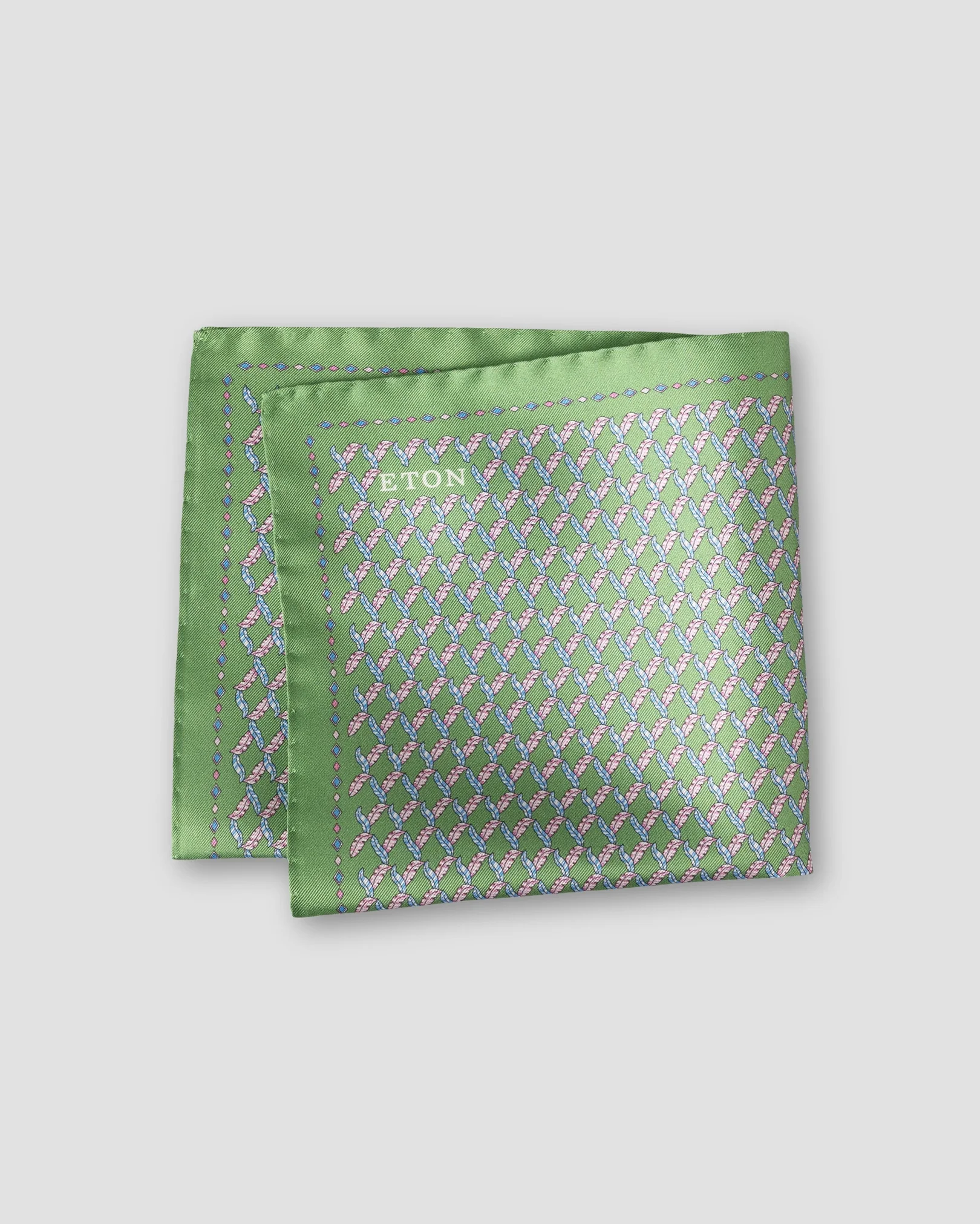 Eton - leaf silk twill pocket square mid green