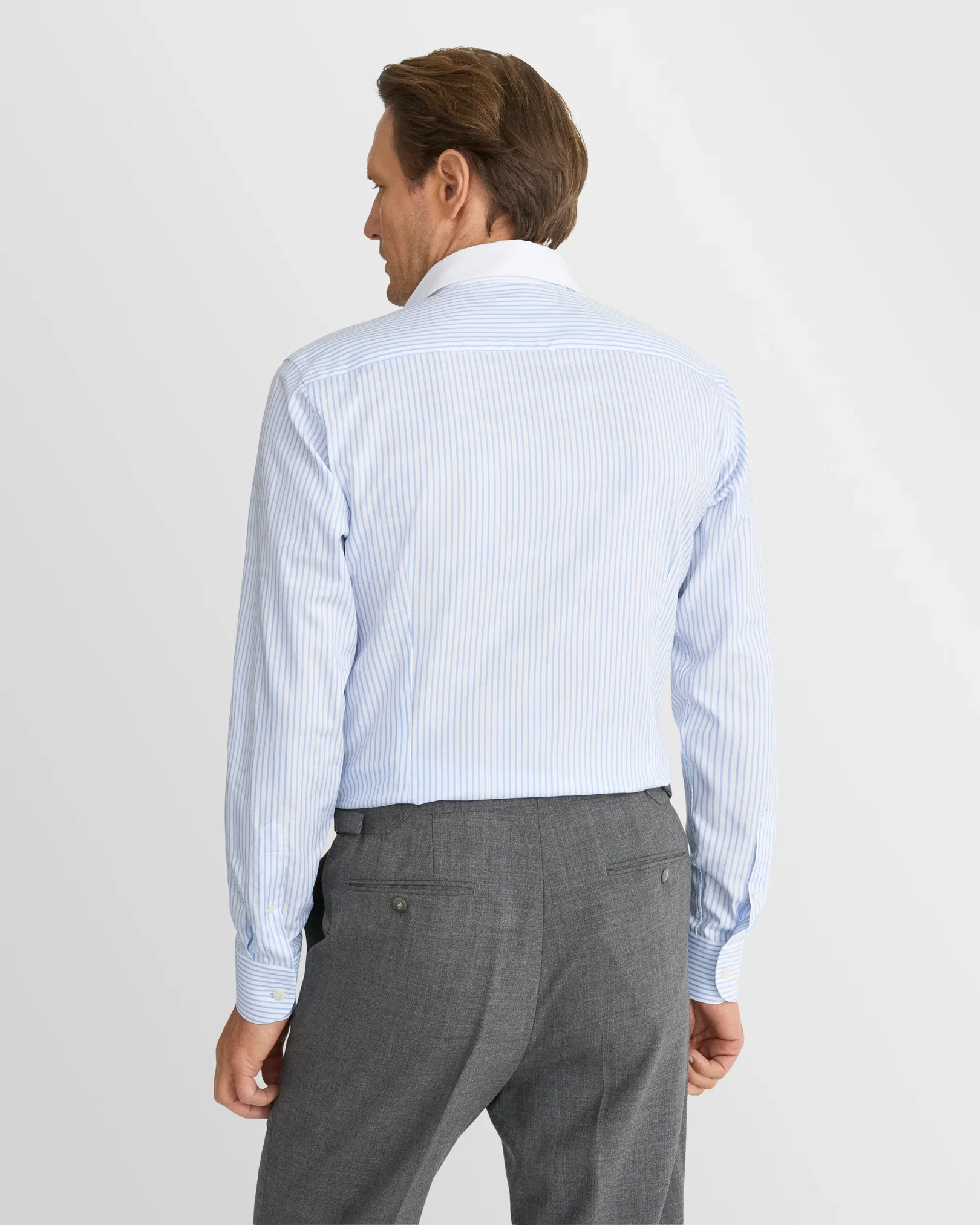 Eton - blue striped signature oxford shirt wide spread 266