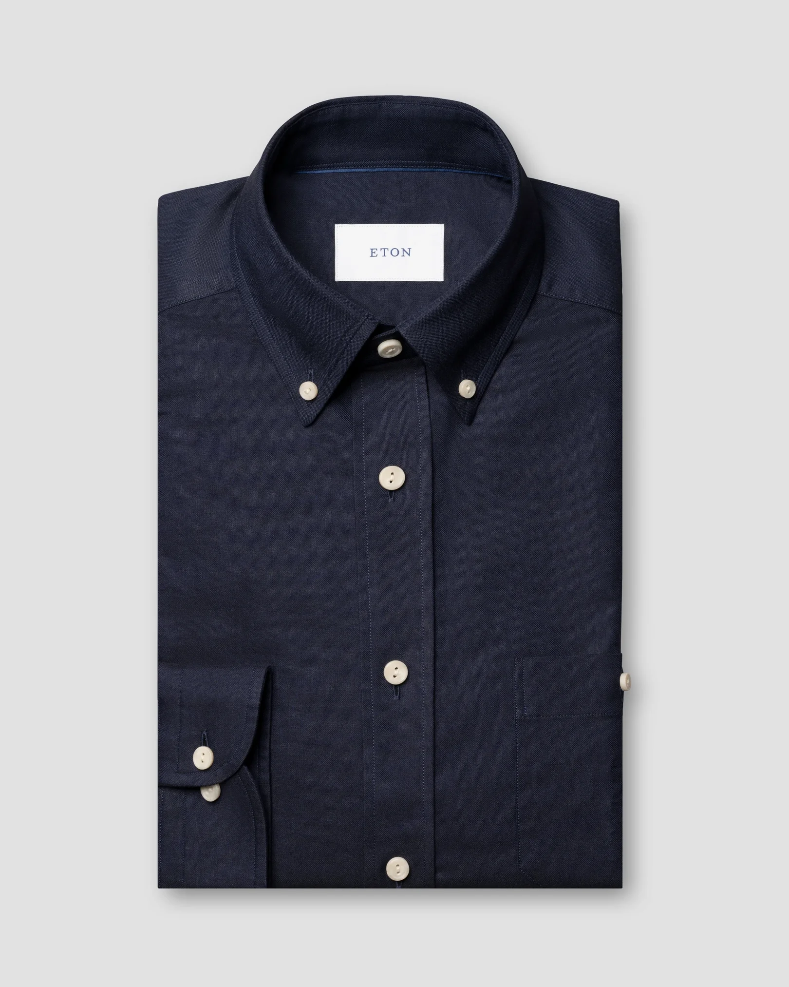 Eton - navy blue solid oxford shirt