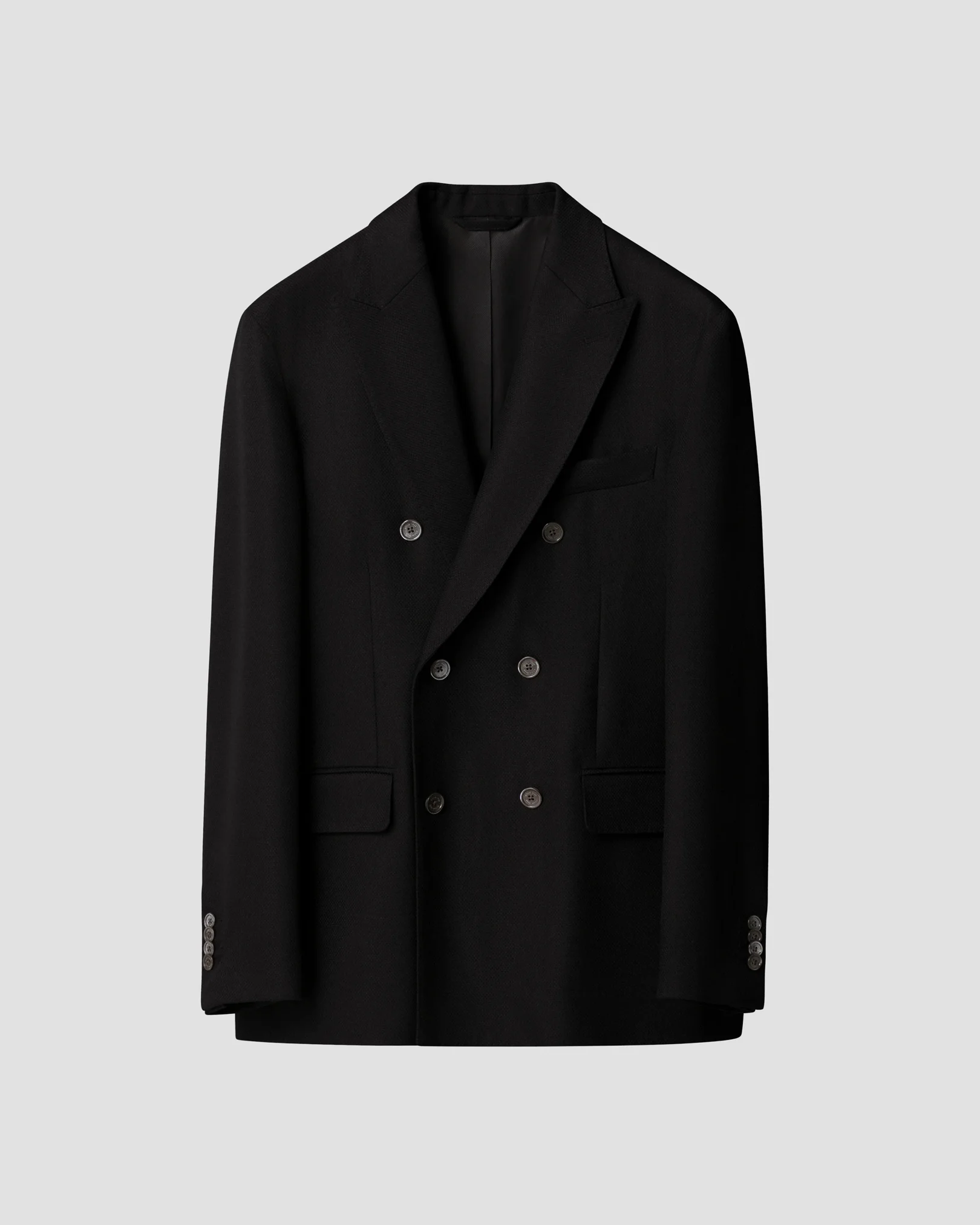 Eton - black double breasted hopsack soft jacket