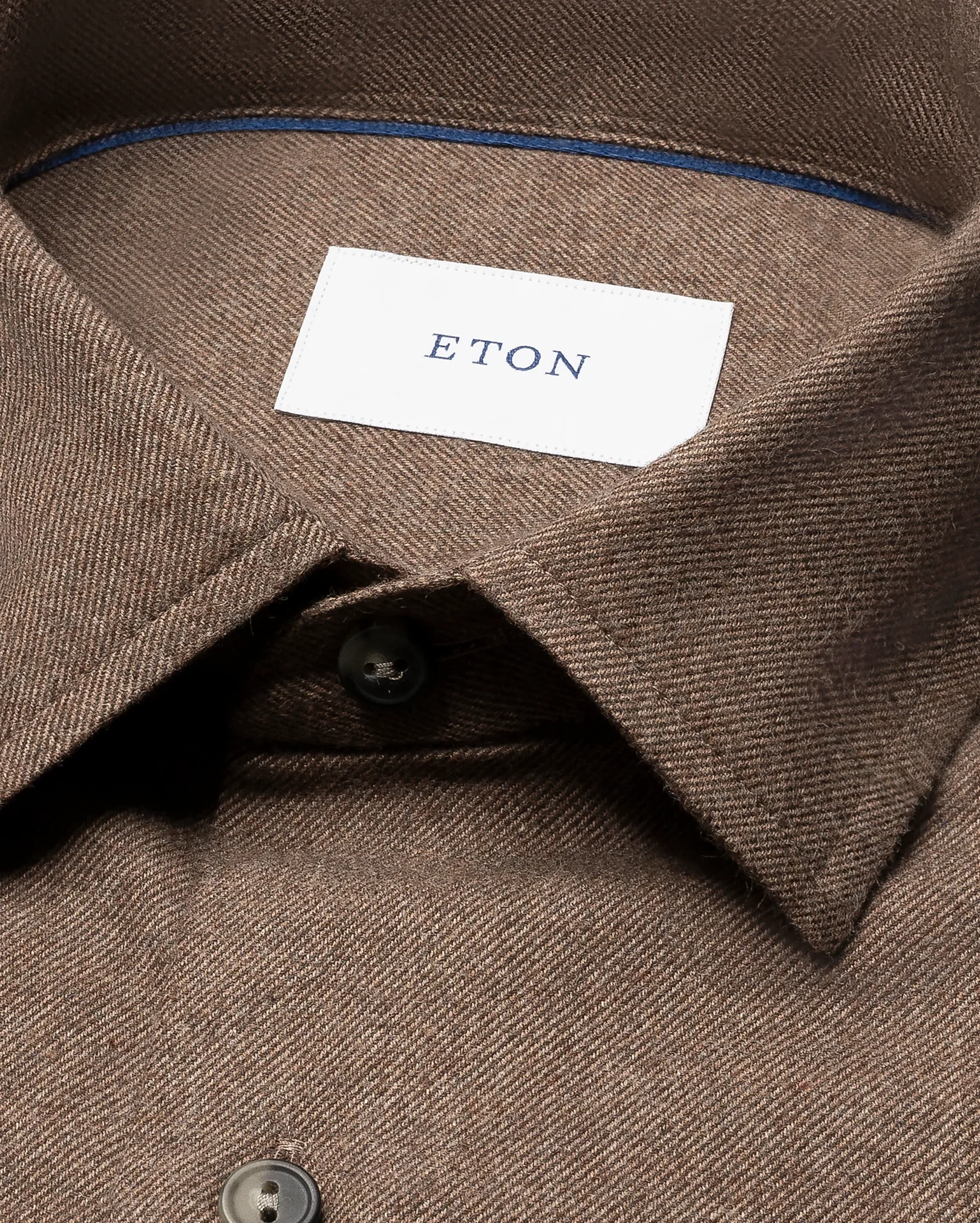 Eton - brown solid flannel shirt
