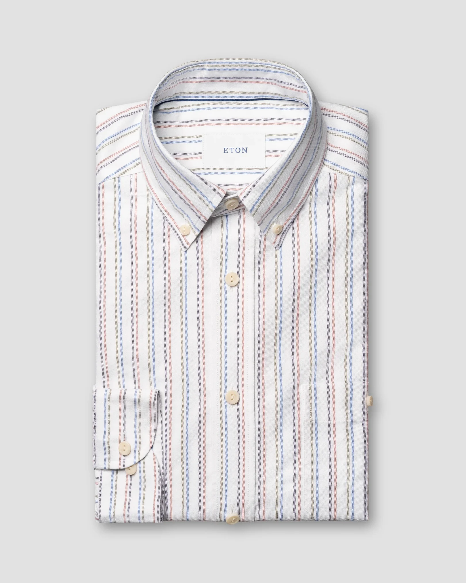 Eton - white bold striped oxford shirt