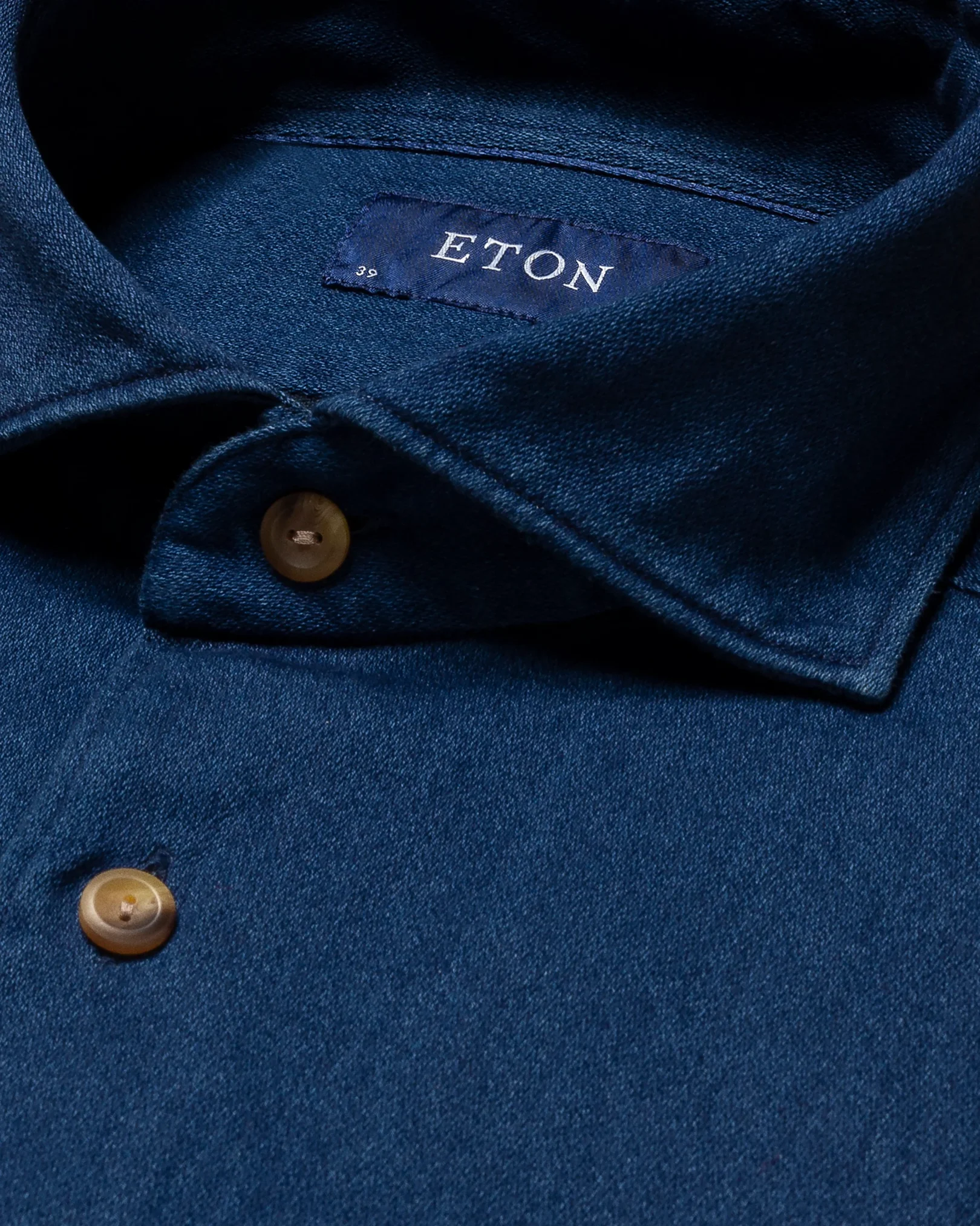 Eton - navy blue solid satin indigo shirt