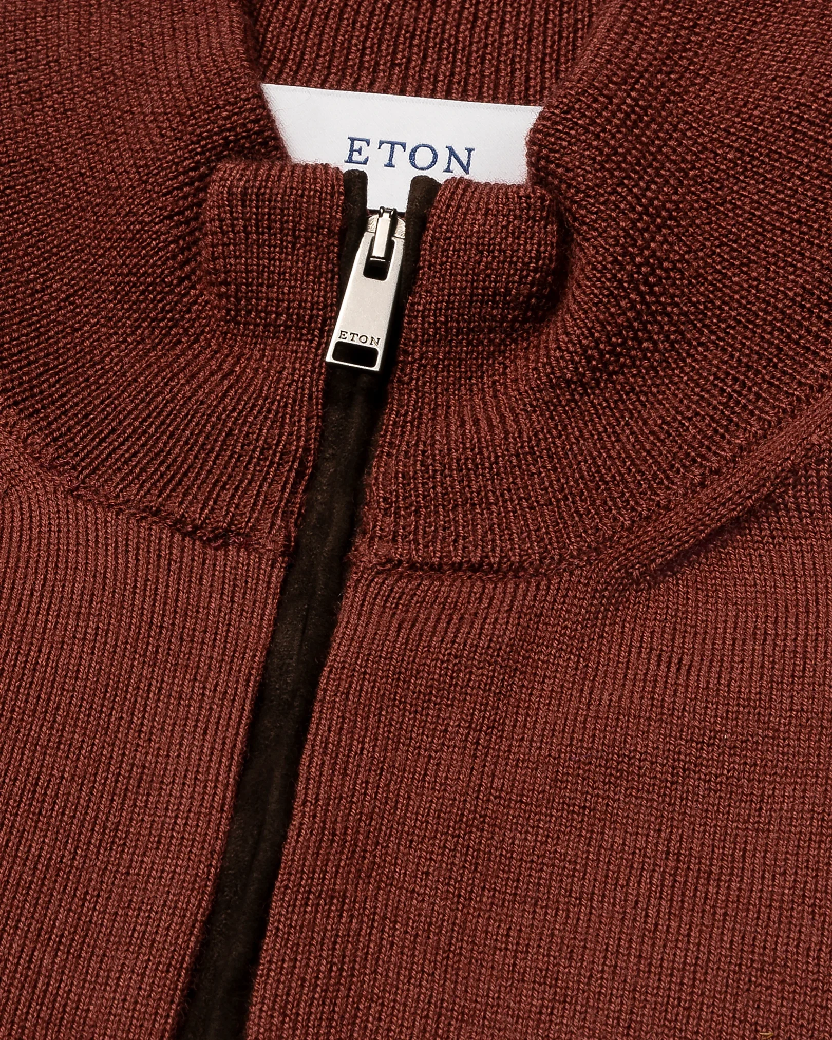 Eton - red merino quarter zip knit sweater